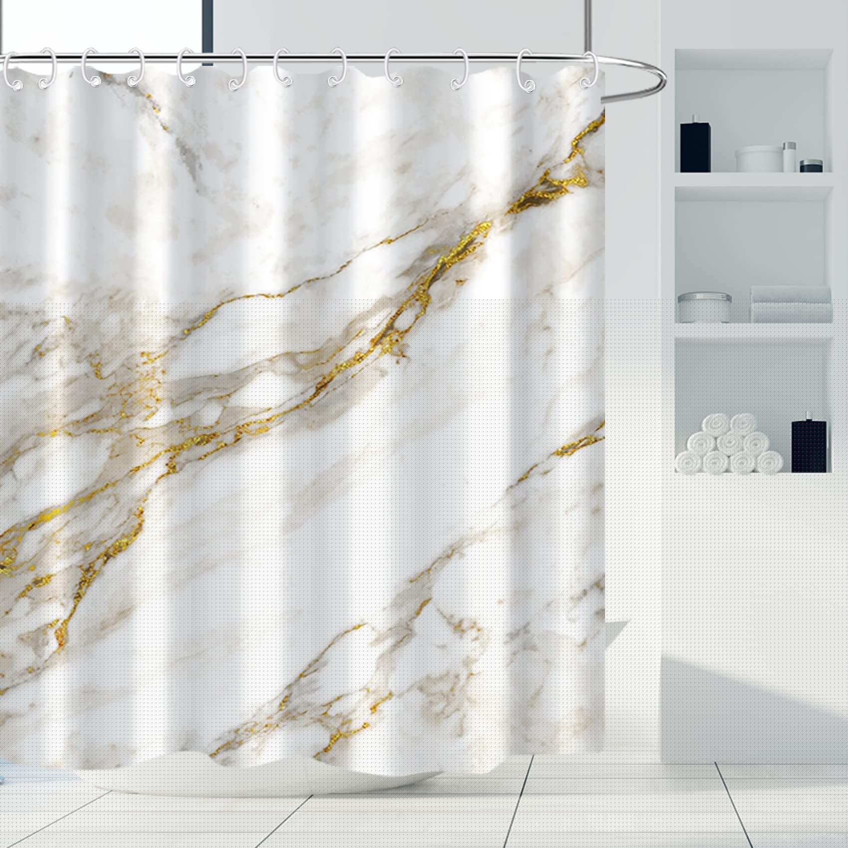 Awert Shower Curtain Plants For Bathroom,Waterproof Quick-Drying Green Leaves Shower Curtain Set With Hooks 48X72 Inch