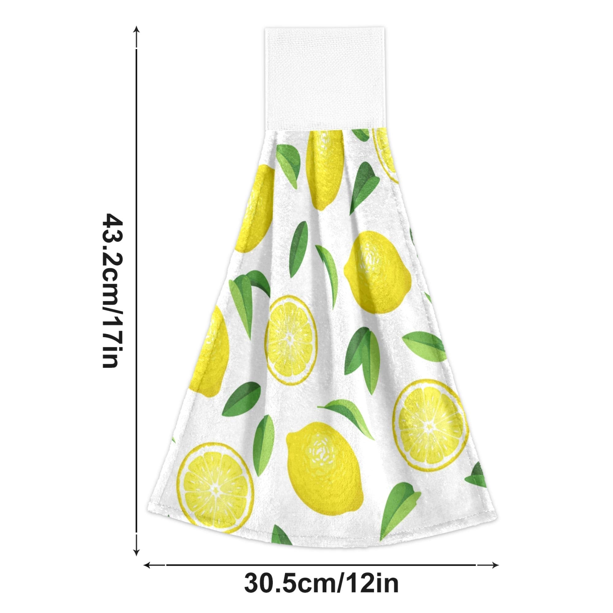Aslsiy Summer Fresh Lemons Hanging Kitchen Towels Yellow Lime Orange Slices Fruit Leaves Bathroom Hand Tie Towel Fast Drying Dis