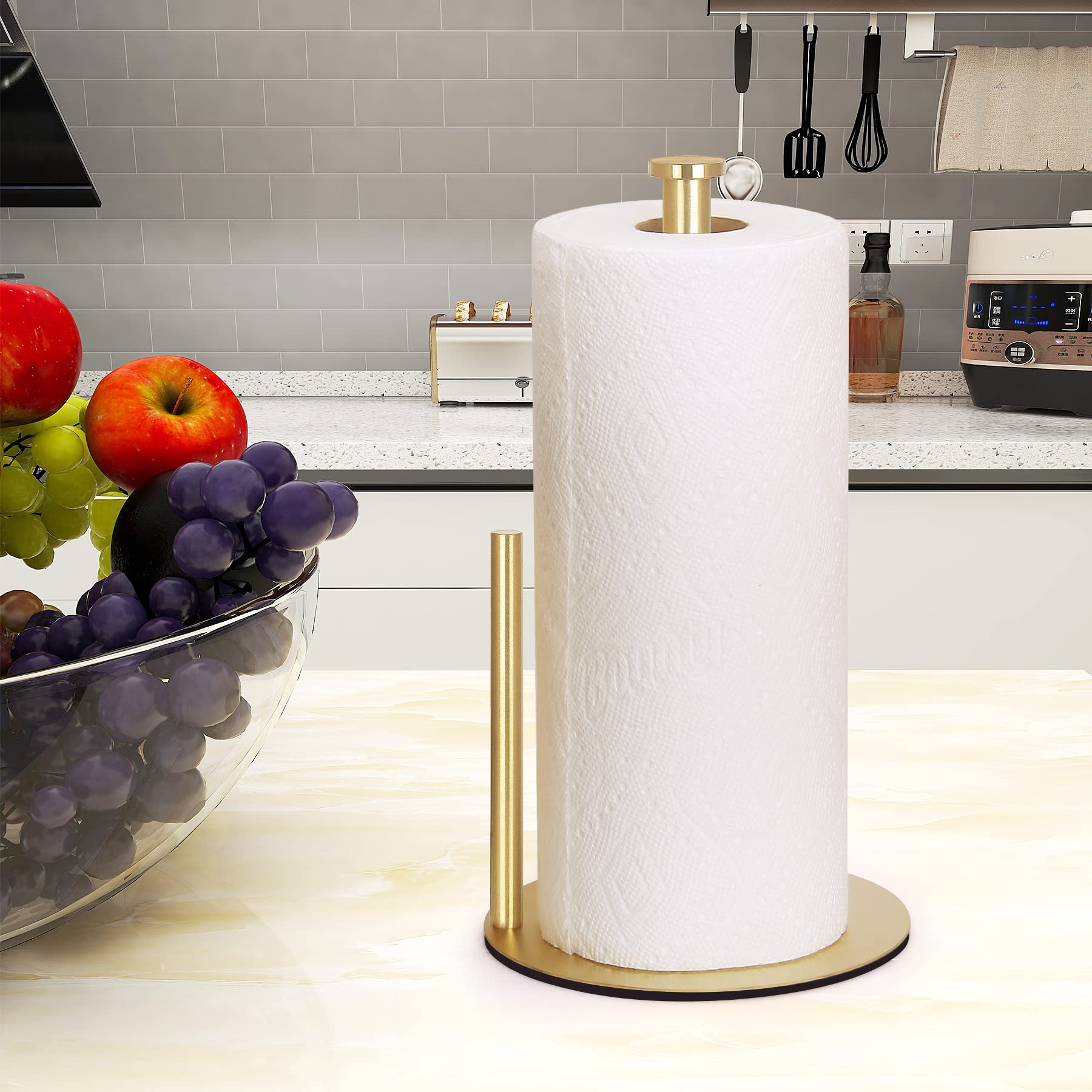 Gold Paper Towel Holder Countertop  OBODING  Gold Kitchen Paper Towel Holder Stand for Kitchen and Bathroom Organization  Stainless Steel Paper Towel Holders for Standard and Large Rolls (Golden)