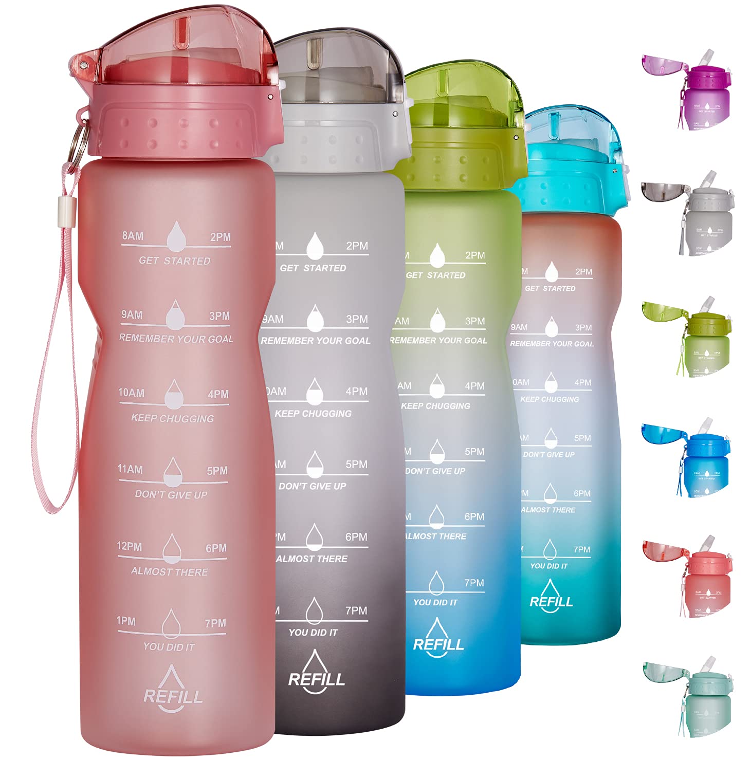 Goothdurs 32 Oz Motivational Water Bottle With Time Marker & Straw To Drink- Leak Proof Bpa Free Non-Toxin For Gym Running Outdo