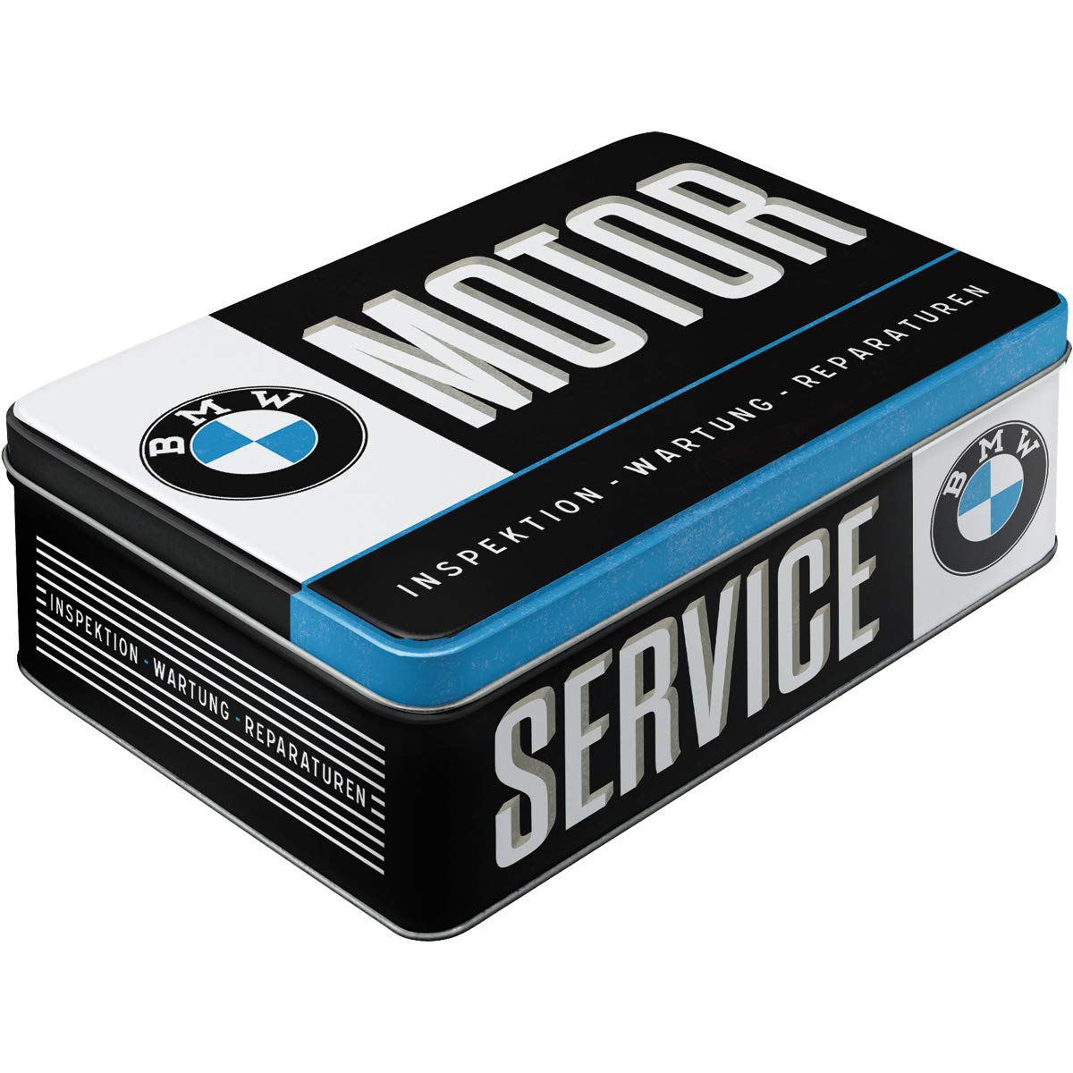 Nostalgic-Art Retro Storage Tin Box Flat, 84.5 Oz, Official License Product (Olp), Bmw - Service - Gift Idea For Car Accessories