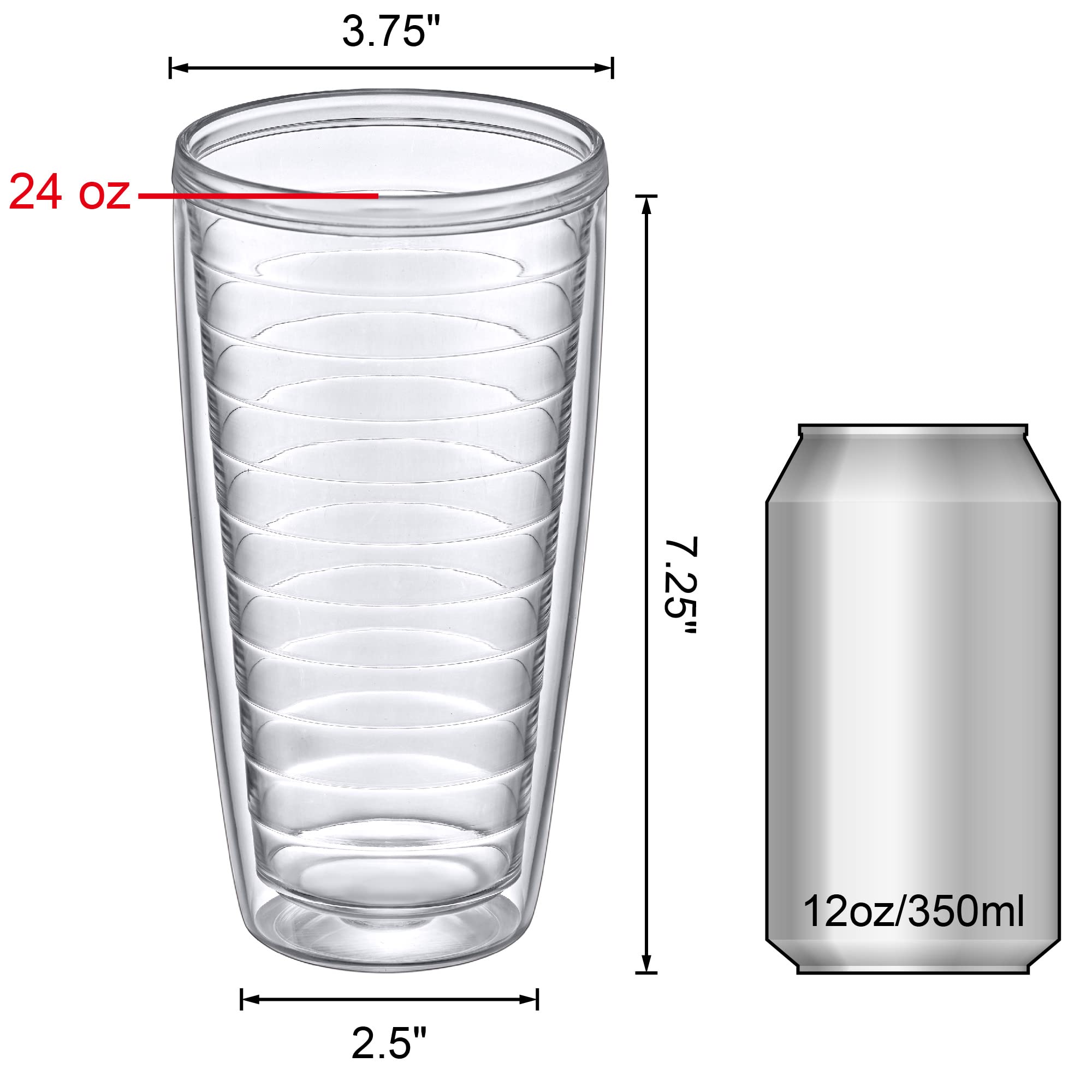 Amazing Abby - Alaska - 24-Ounce Insulated Plastic Tumblers (Set Of 4), Double-Wall Plastic Drinking Glasses, All-Clear Reusable