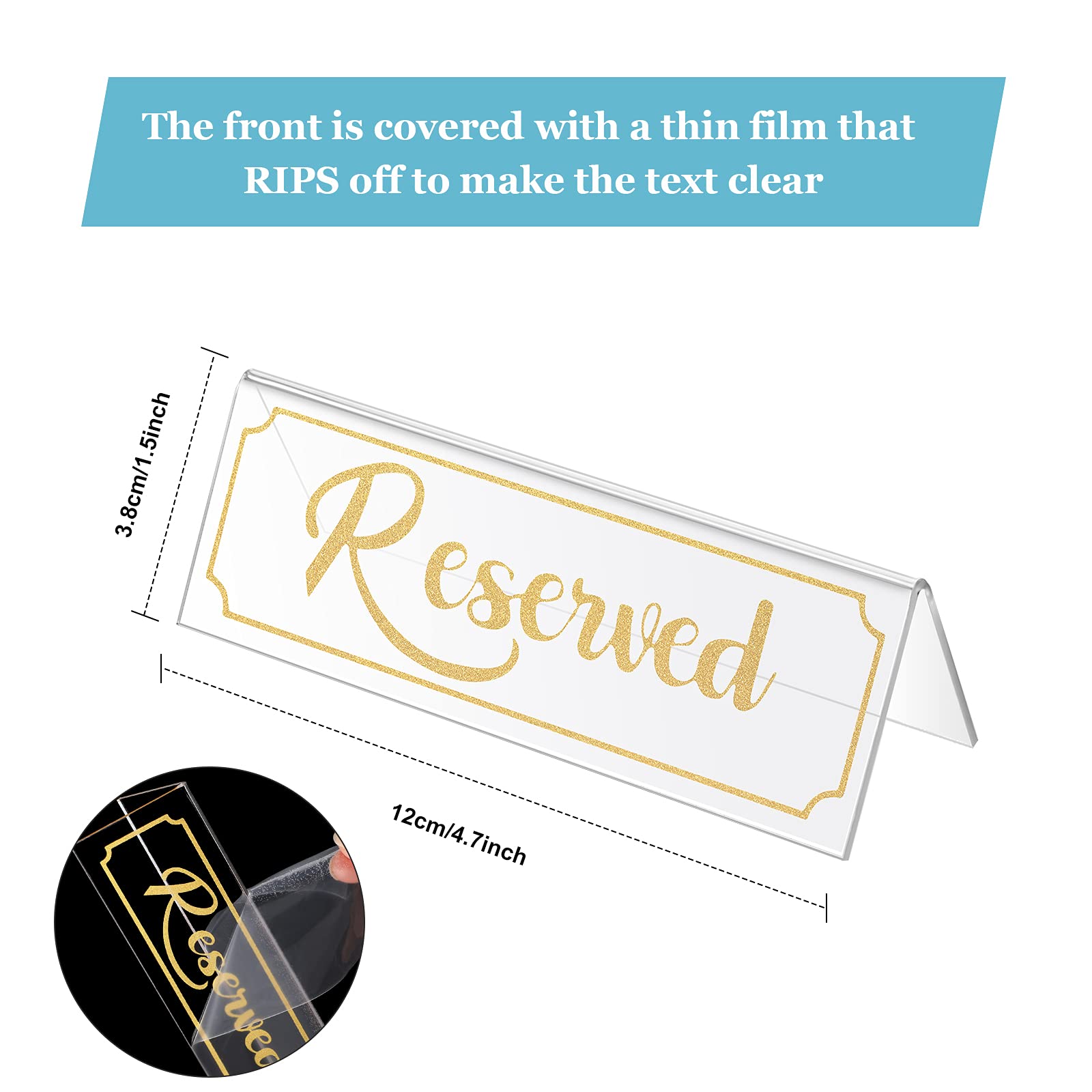 16 Pieces Reserved Sign Acrylic Clear Reserved Table Tent Signs Table Number Holders For Wedding Printed Seating Reservation Res