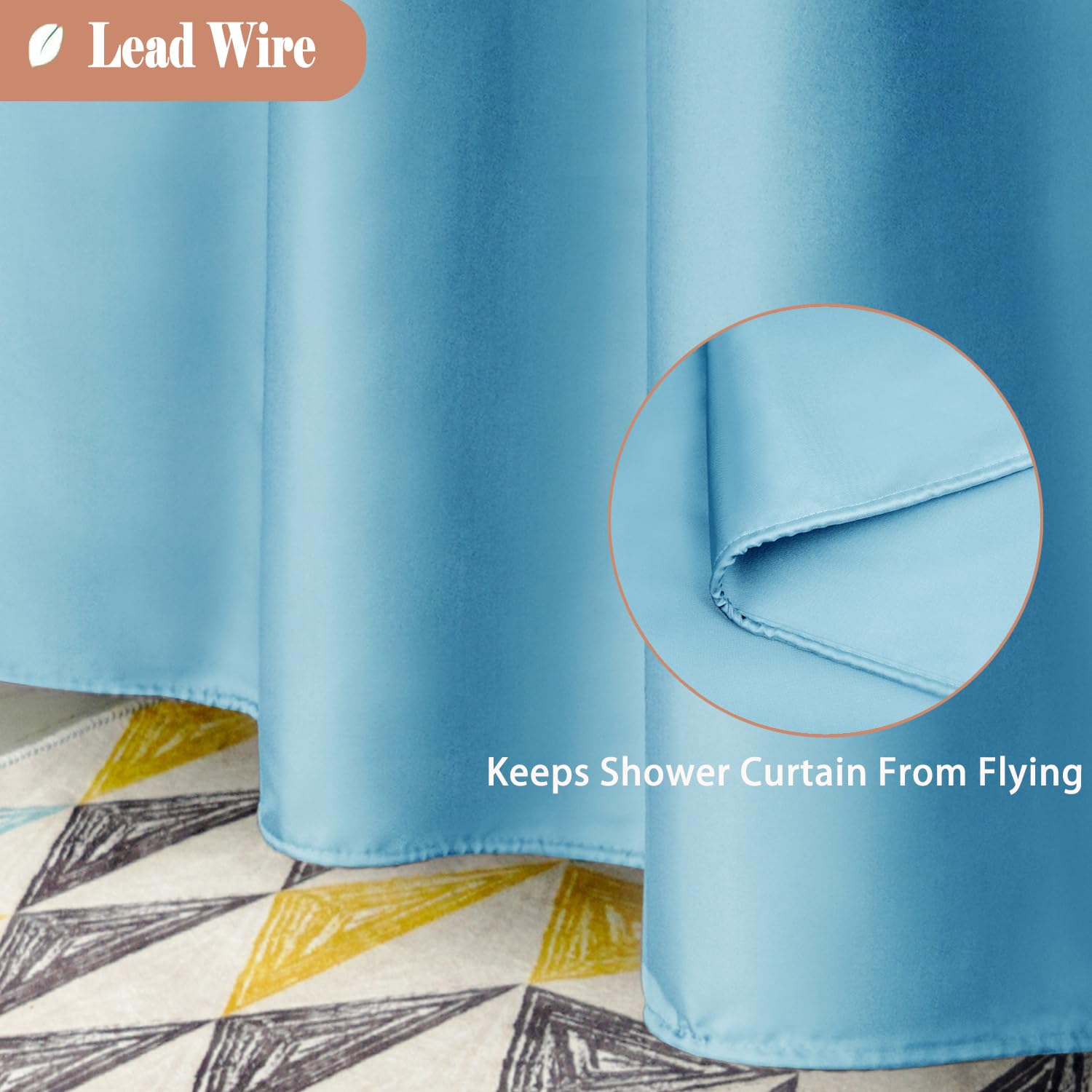 UFRIDAY Small Shower Curtain 48 x 72 inches Light Blue Fabric Shower Curtain with Mesh Window  Modern Polyester Water Repellent Bathroom Liner