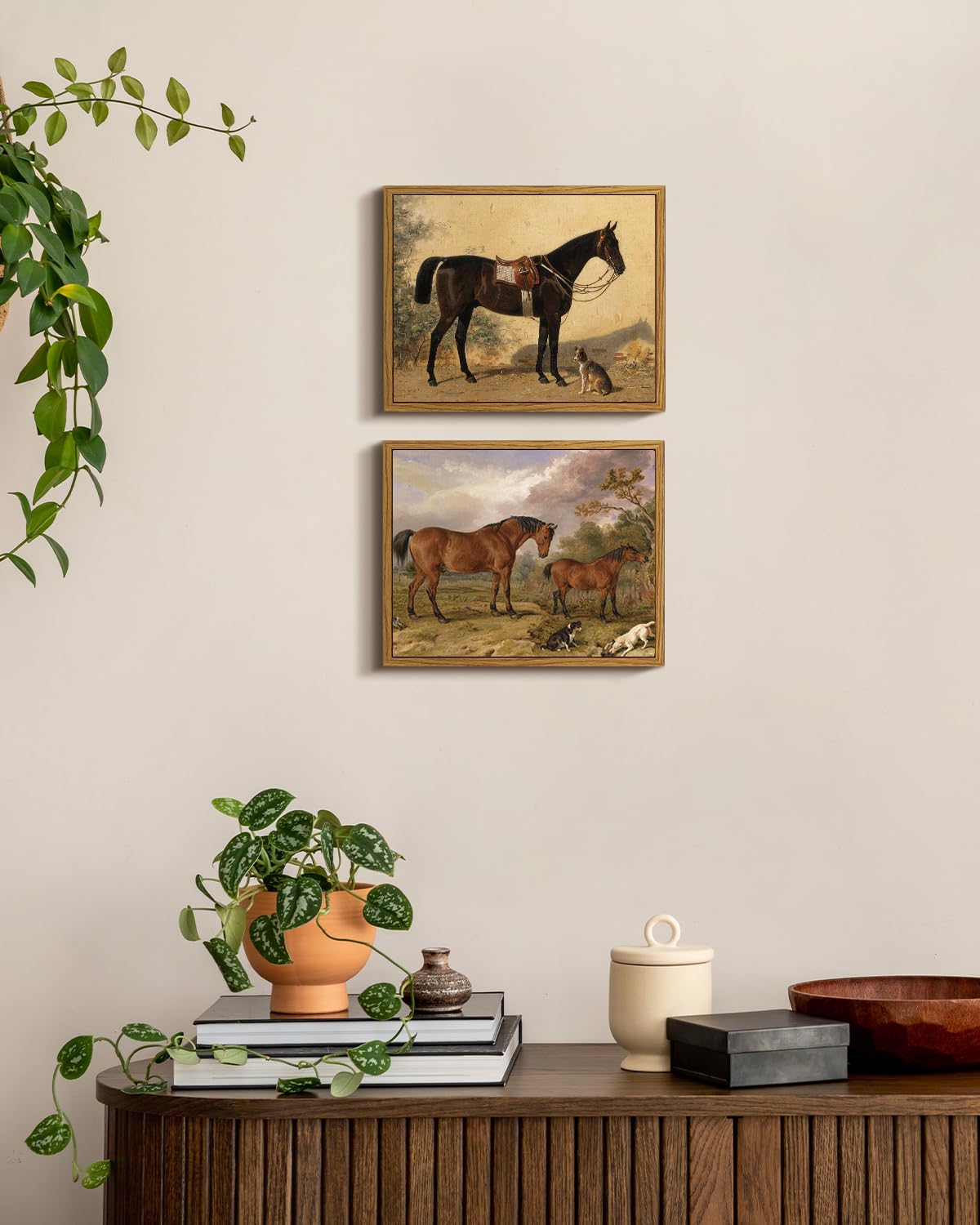 Arpeotcy Framed Canvas Horse Wall Art, Horse Art Print For Home Decor, Rustic Farmhouse Country Wall Decor For Living Room, Bedr