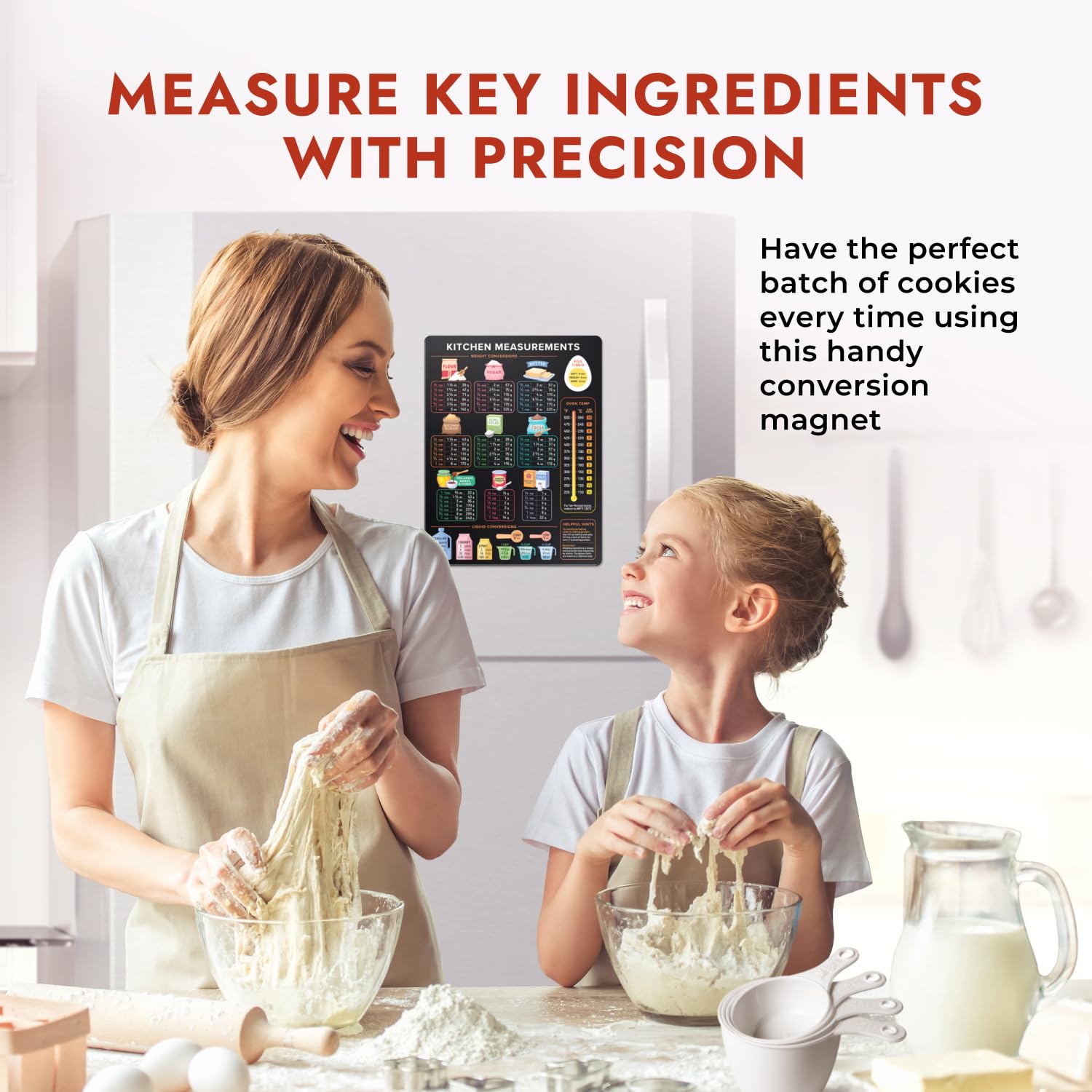 Levain & Co Kitchen Conversion Chart Magnet - Dark for Easier Cooking & Baking - Vintage Useful Gadgets - Cute Accessories - Coo