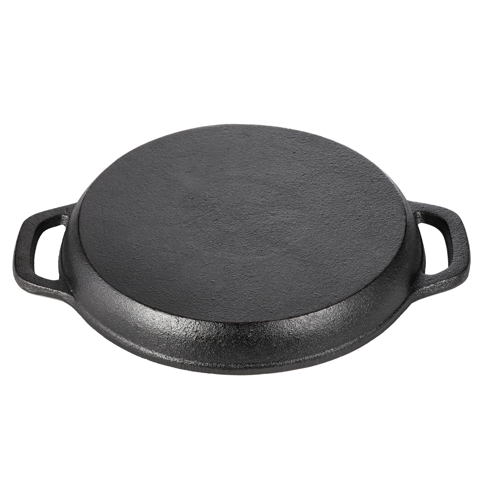 Wuweot Cast Iron Wedge Pan, Non Stick Round Corn Bread Skillet, Black 8-Edges Biscuit Pan With Double Handles For Scones, Corn S