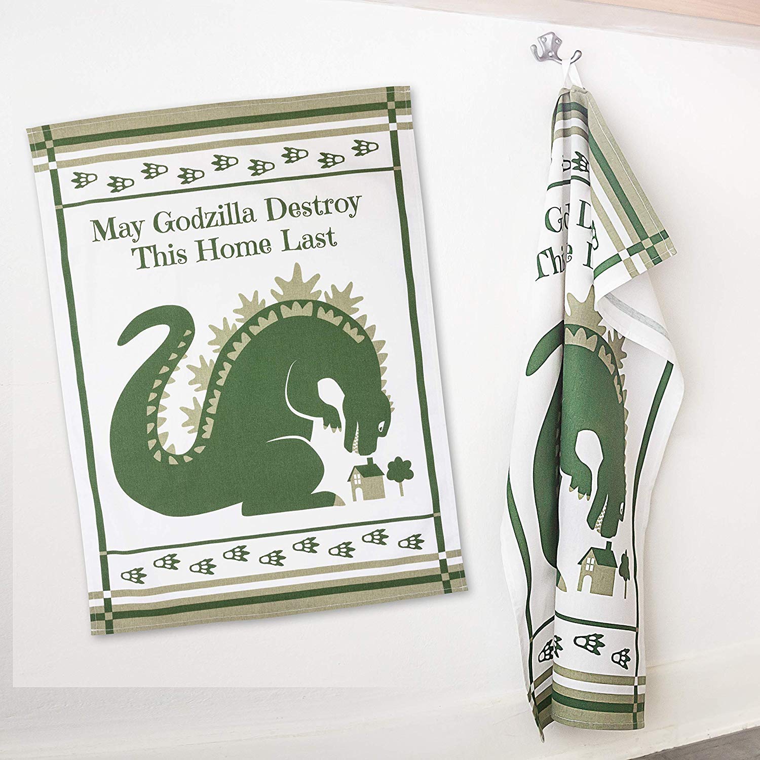 Getdigital Dish Cloth May Godzilla Destroy This Home Last - A Funny Home Blessing Kitchen Towel For Geeks And Monster Movie Fans