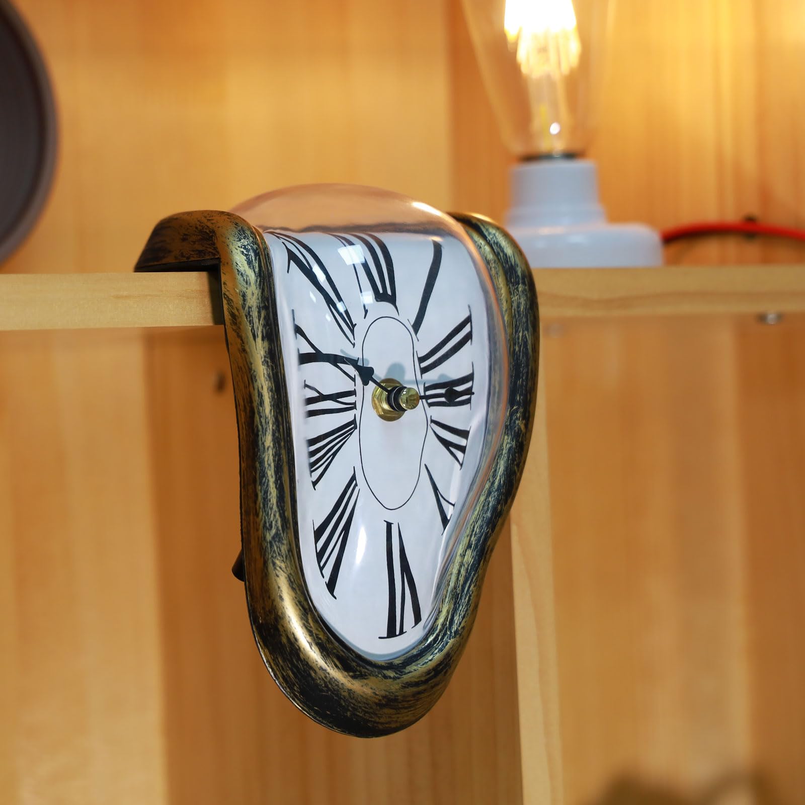 FAREVER Melting Clock, Salvador Dali Watch Melted Clock for Decorative Home Office Shelf Desk Table Funny Creative Gift,Rome Ant