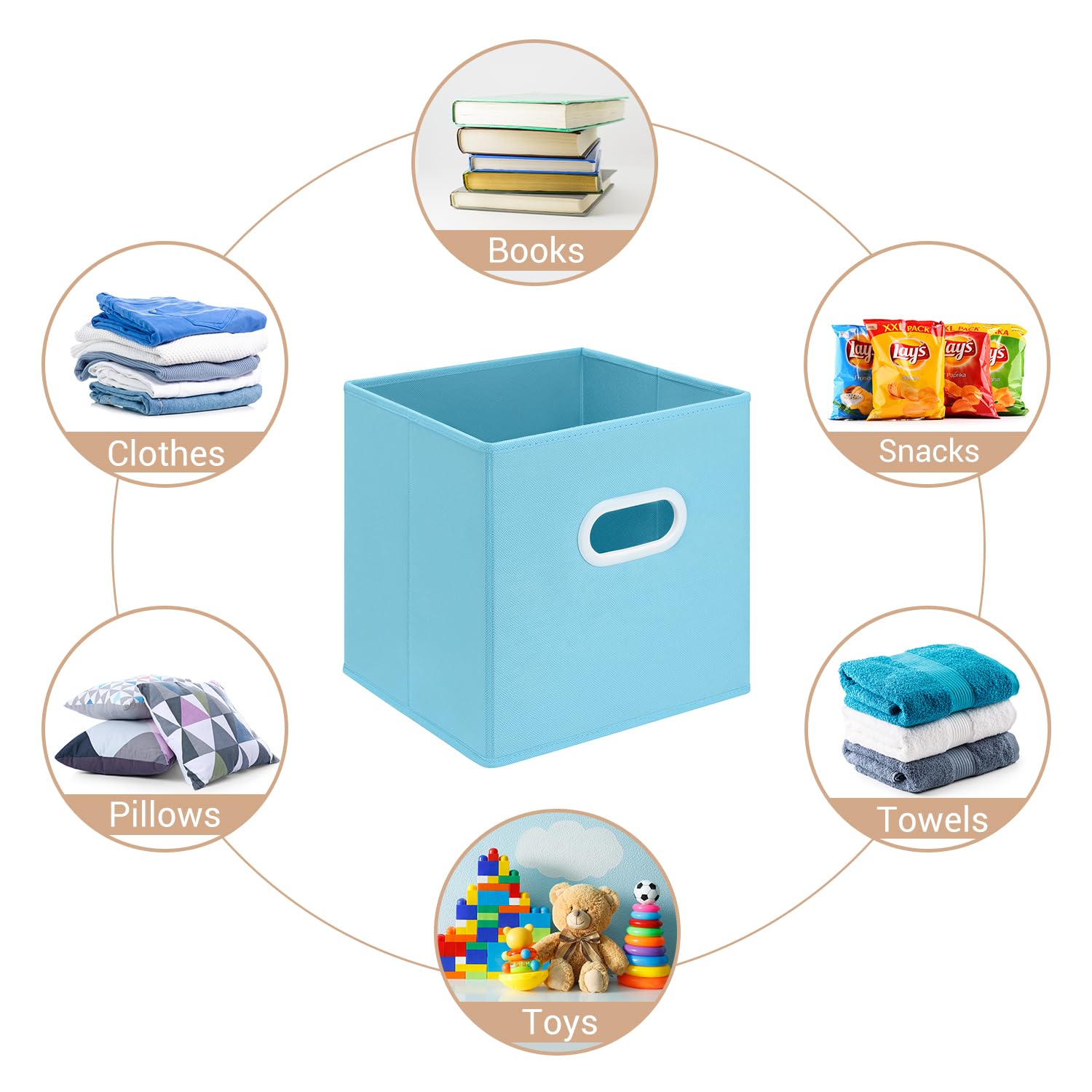 Maidmax Cloth Storage Bin With Dual Plastic Handles For Home Closet Nursery Drawers Organizers, Foldable, 6 Colors, 10.5  10.5