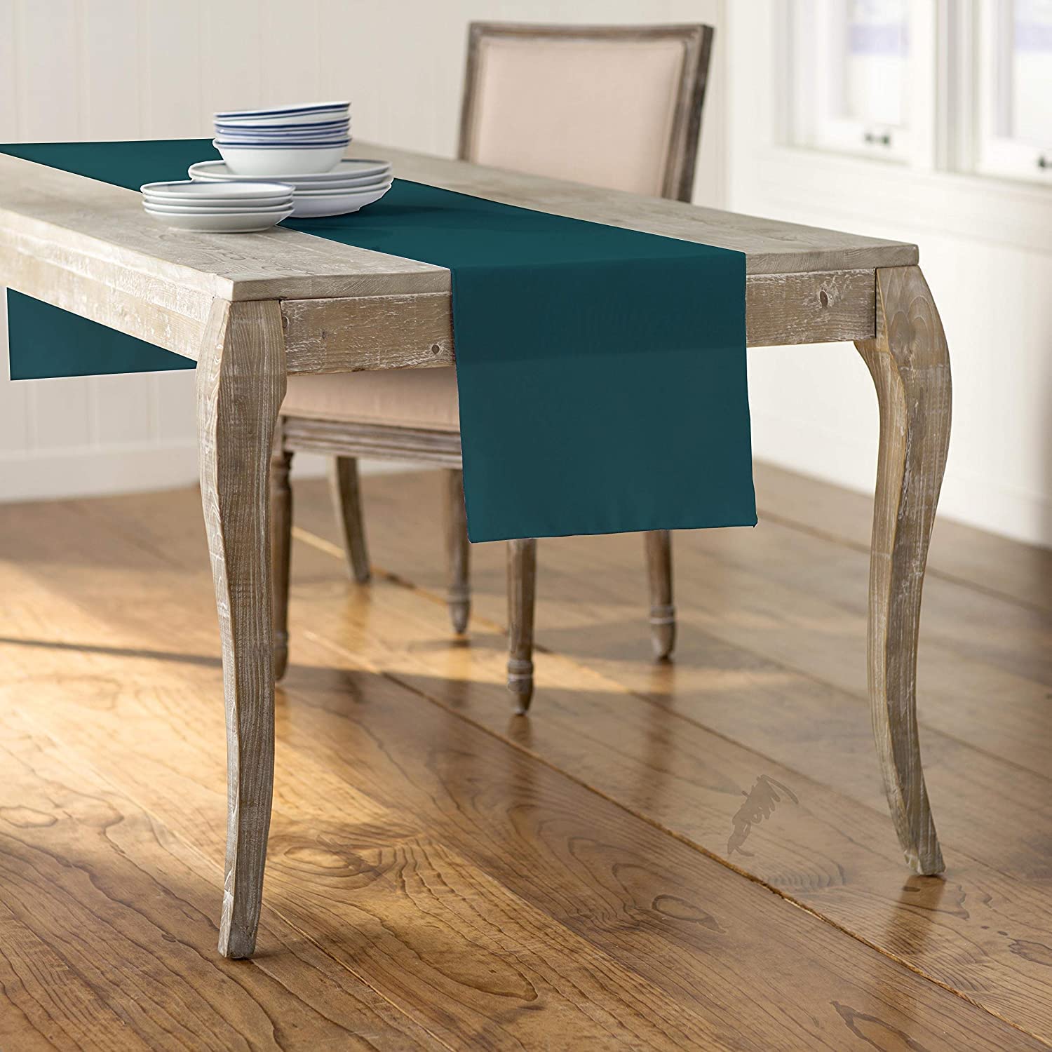 LA Linen Polyester Poplin Table Runner 14  by 108-Inch  Dark Teal