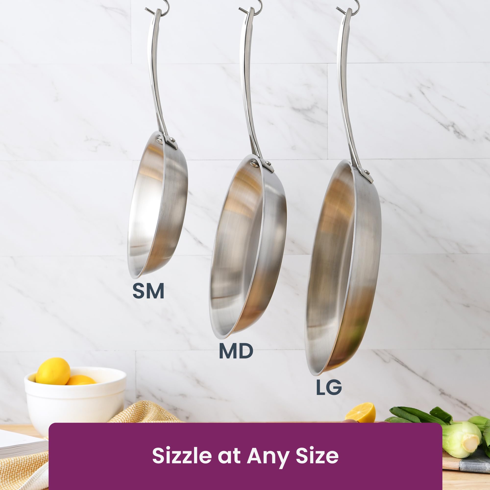 American Kitchen - 10 Inch, Medium, Stainless Steel Skillet & Frying Pan, Made In America