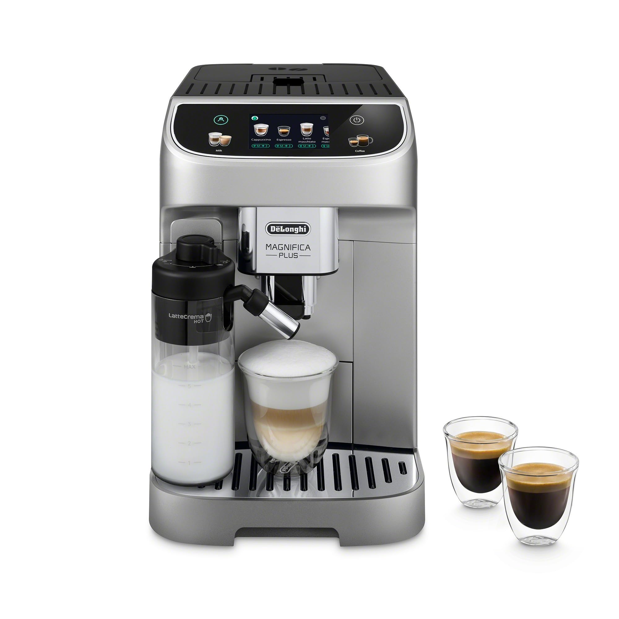 De'Longhi Magnifica Plus Fully Automatic Espresso Machine With Automatic Milk Frother For 18+ One Touch Recipes, Built-In Grinde