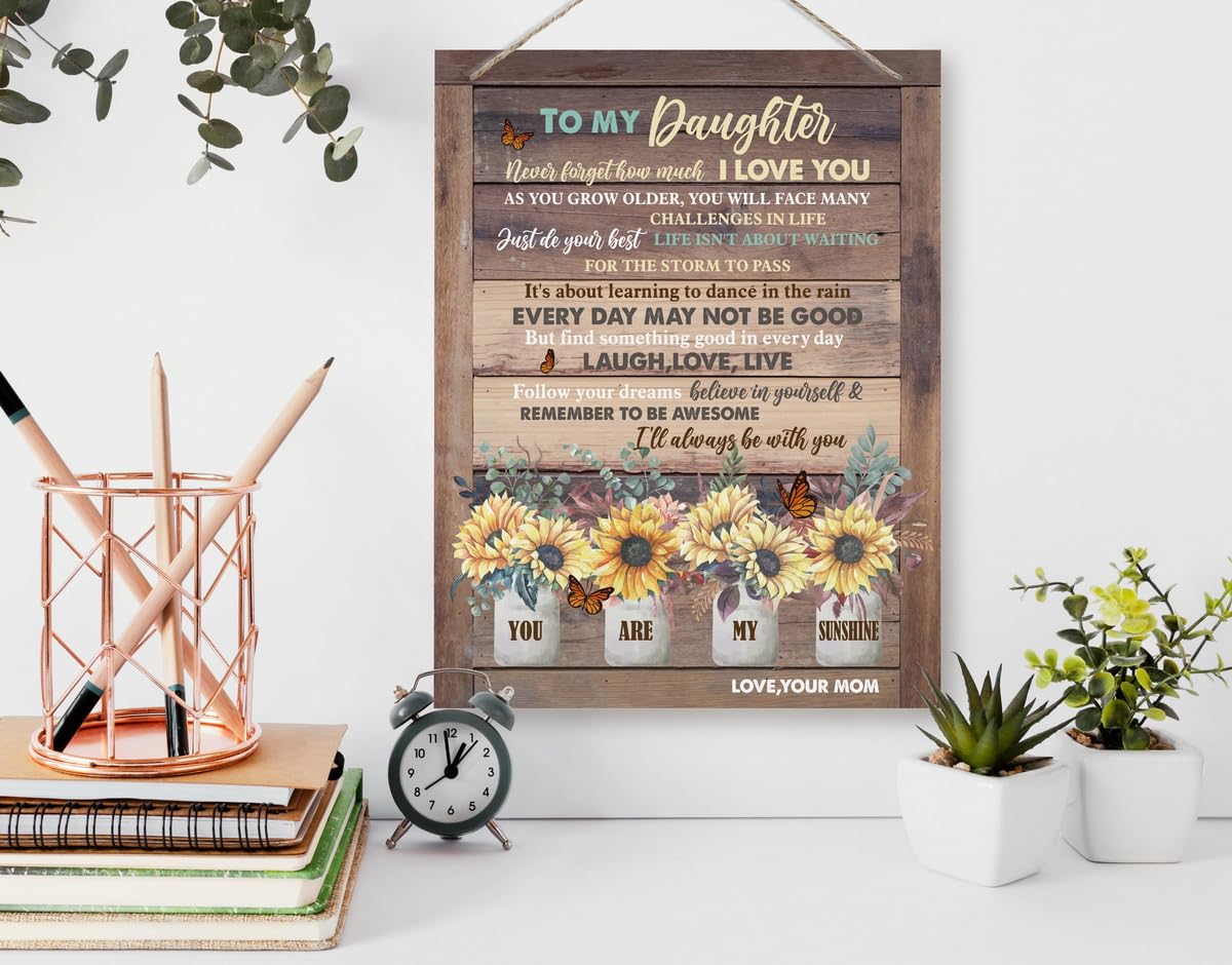 BQL You Are My Sunshine Wall Art, Decorative Sign, 8X10 inches, MDF Wood, Rustic Style, Floral Theme, Perfect for Daughter Gifts