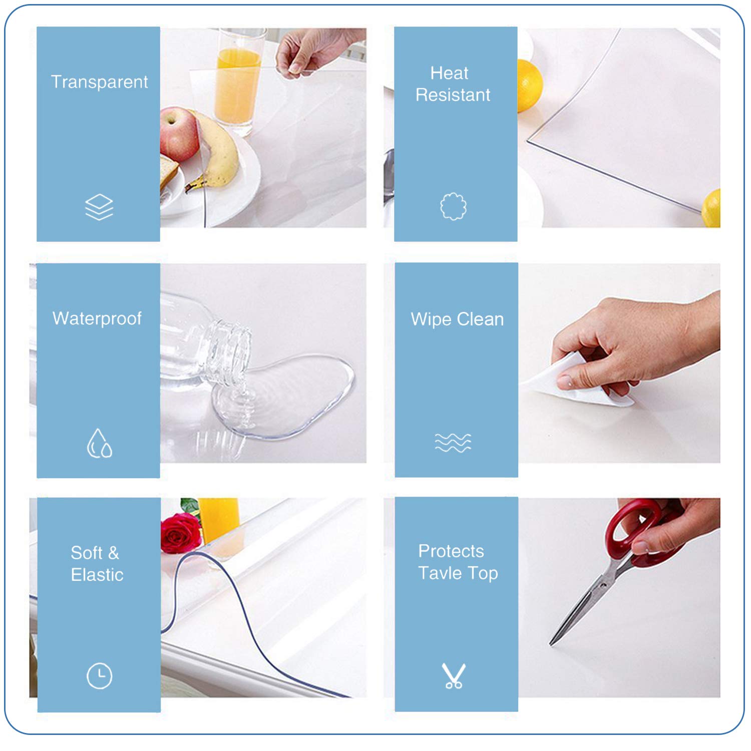 Etechmart 20 X 72 Inch Clear Table Cover Protector, 1.5Mm Thick Custom Pvc Table Cover Tablecloth, Plastic Desk Pad Mat, Waterpr