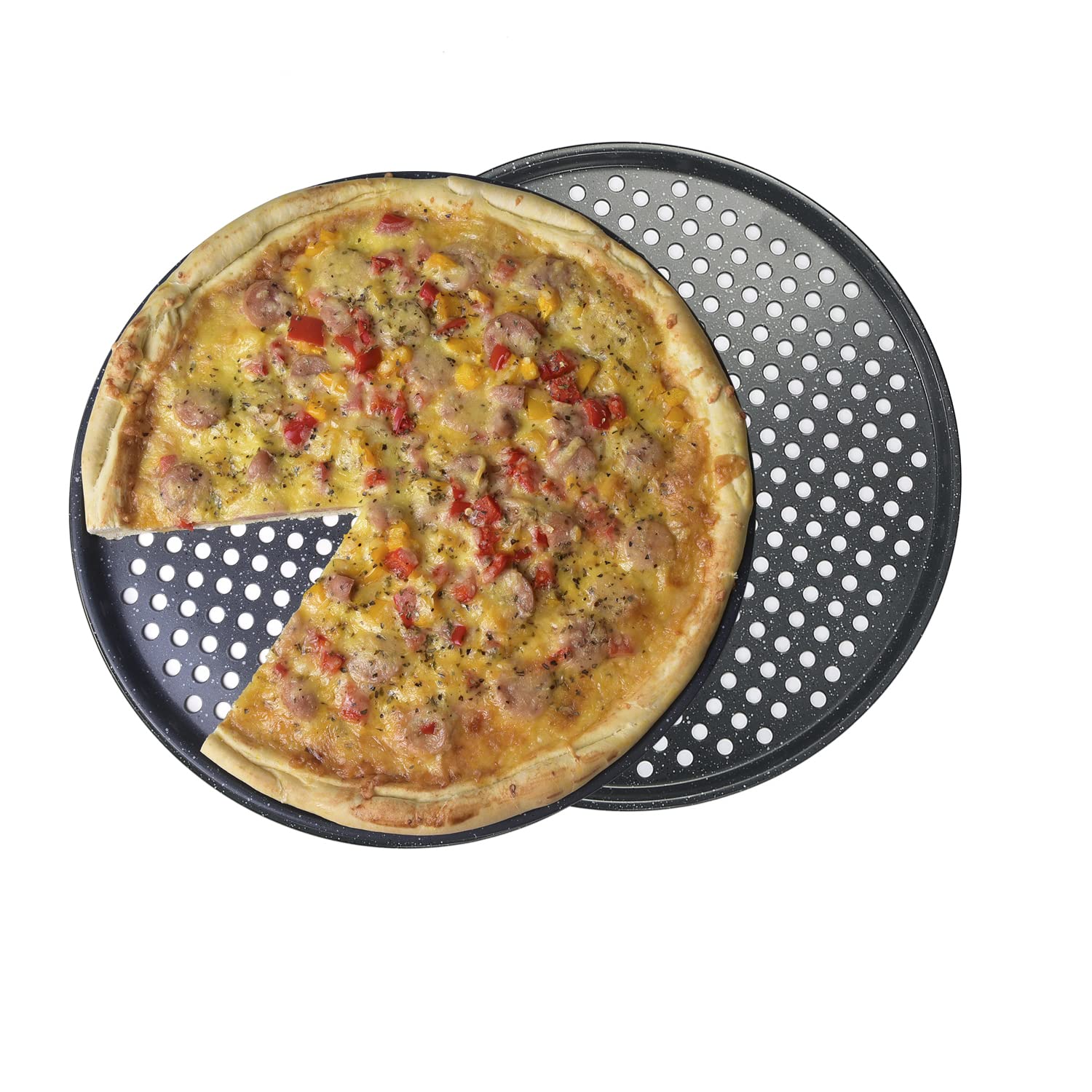 14 Inch Pizza Pan With Holes 2 Pack Perforated Huge Pizza Tray Carbon Steel Crisper Pan Non Stick Pizza Pan For Oven