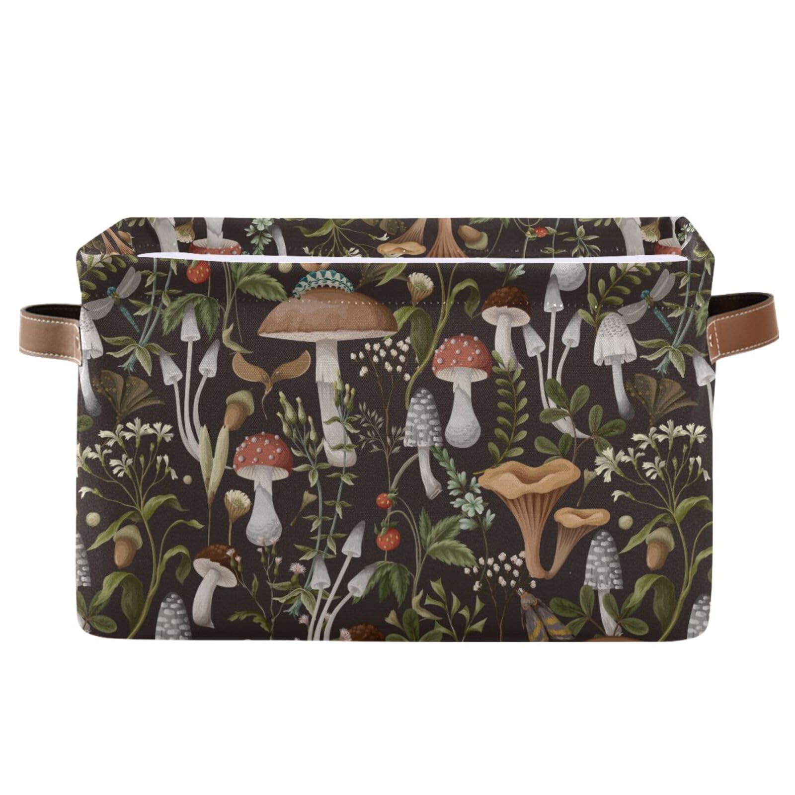 Emelivor Mushrooms Storage Basket Bins Foldable Decorative Storage Box Laundry Hamper Baskte Storage For Office Bedroom Clothes