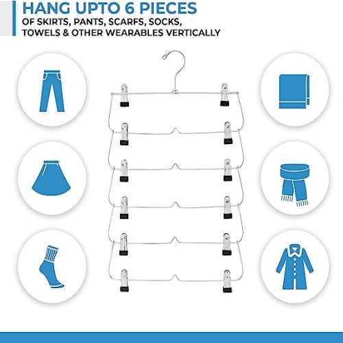 6-Tier Foldable Pants & Skirts Hanger Organizer