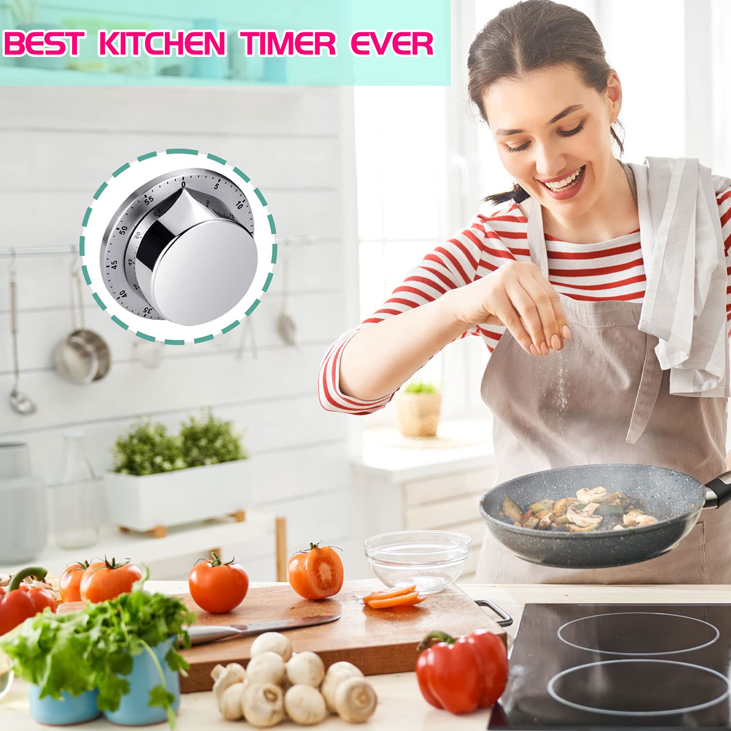 Albayrak Kitchen Timers For Cooking, Chef Cooking Timer Clock With Loud Alarm, No Batteries Required, 100% Mechanical Desk Timer
