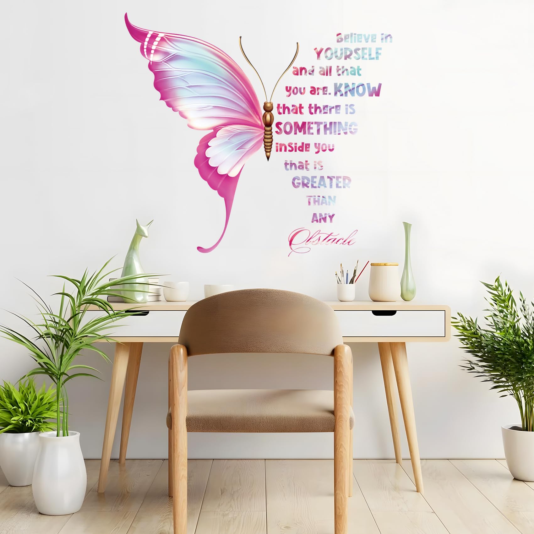 Large Inspirational Butterfly Wall Decals Stickers, Motivational Saying Positive Peel And Stick Wall Art Decals For Women Girls