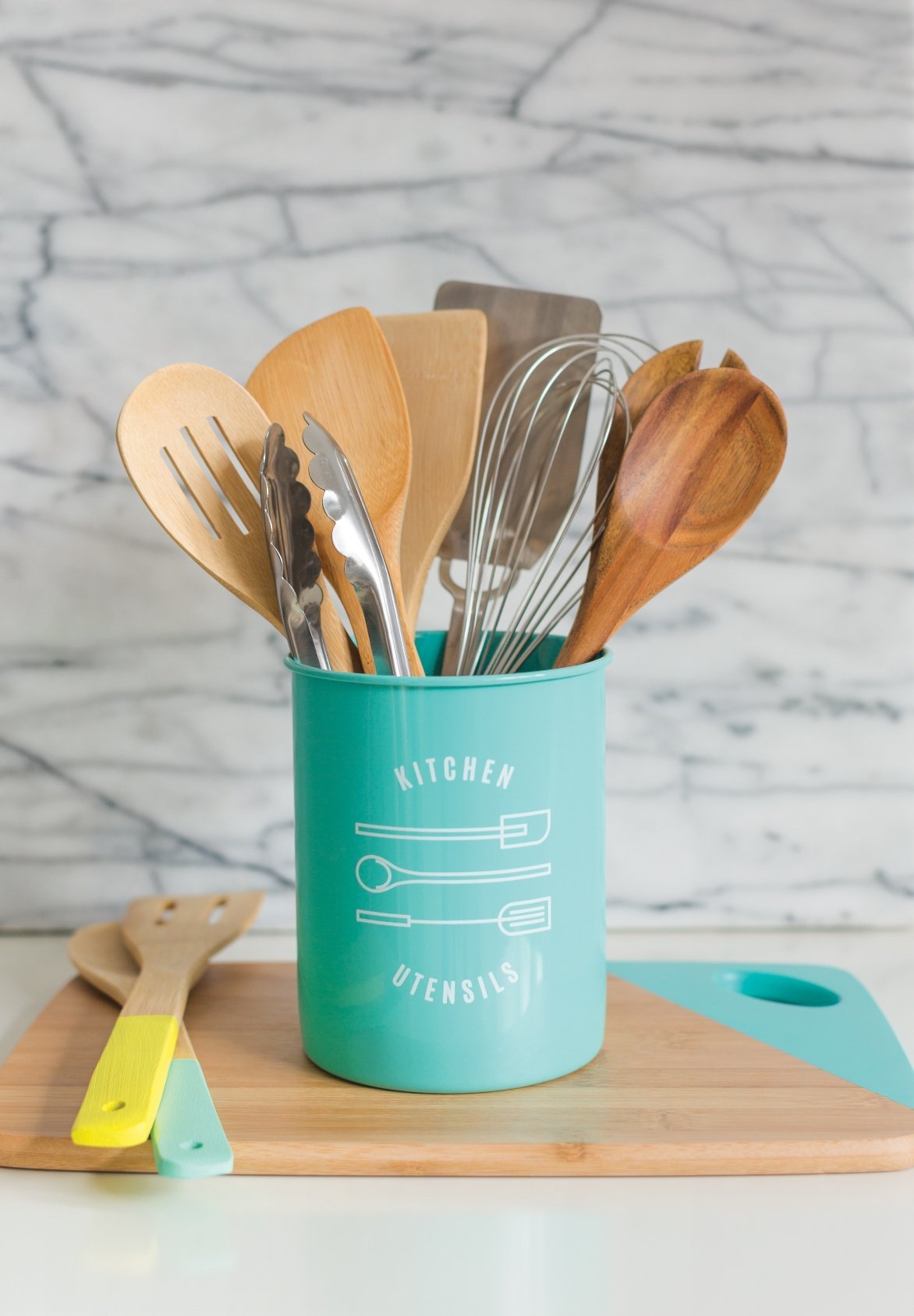 Now Designs Powder-Coated Steel Utensil Crock, Turquoise
