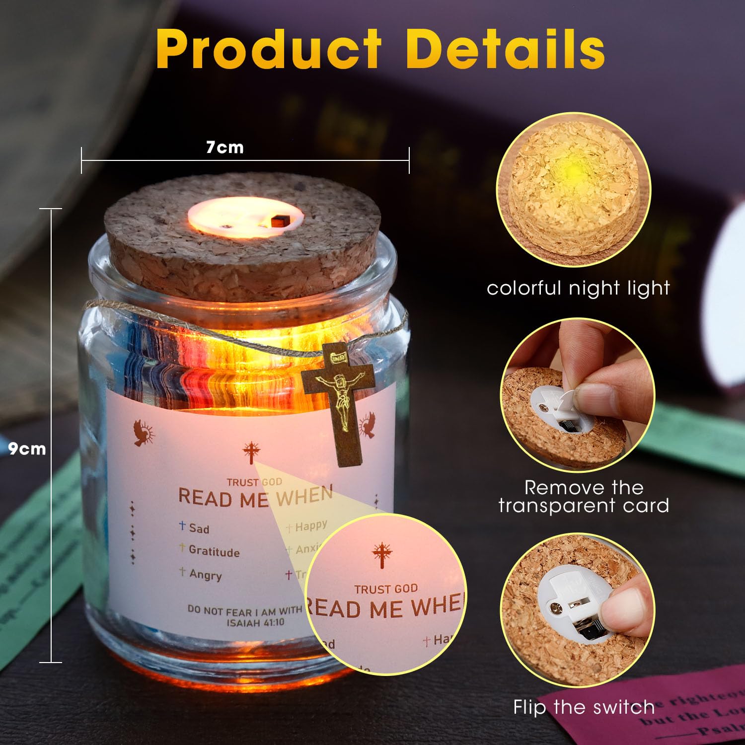 Bible Verse Jar Night Light, Read Me When Bible Verses Jar, Bible Accessories, Graduation Gifts for Women, Men, Religious Gifts