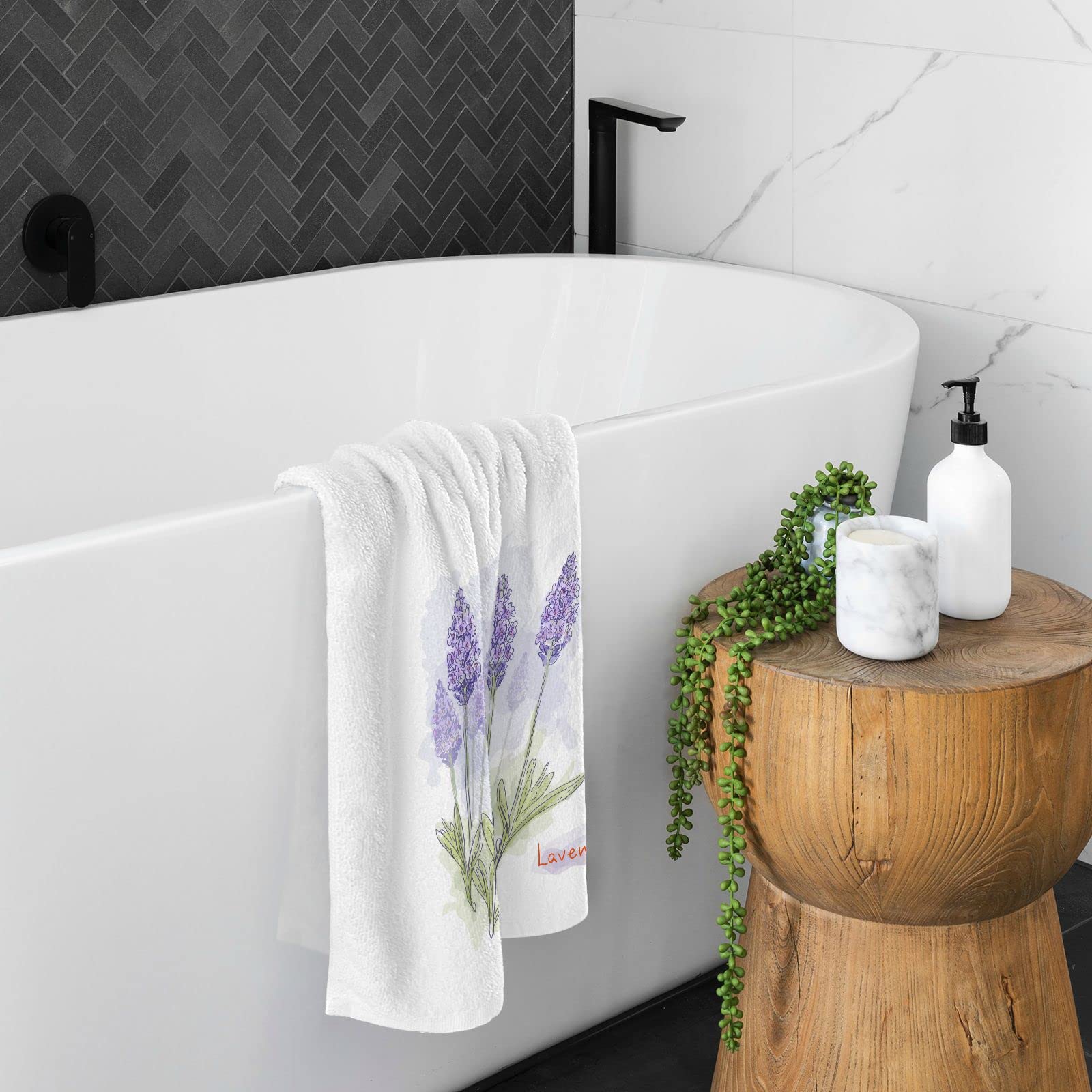 Alaza Lavender Hand Towel Purple Hand Towel Purple Decorative Towels For Bathroom Towels Lavender Towels Kitchen Towels Bath Tow