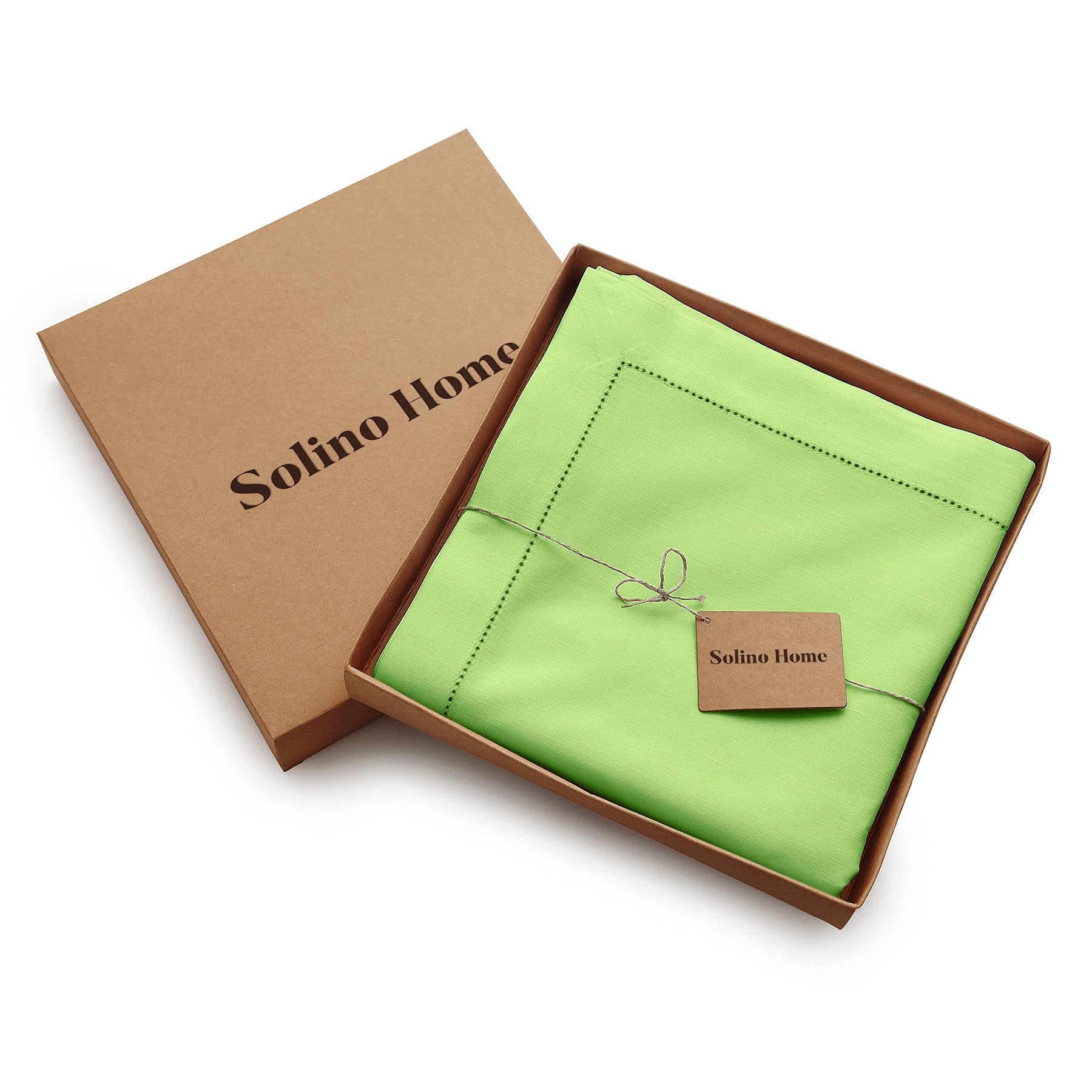 Solino Home Pumpkin Spice Tablecloth - Cotton Linen Hemstitch Tablecloth 58 X 120 Inch - Machine Washable Rectangle Table Cloth