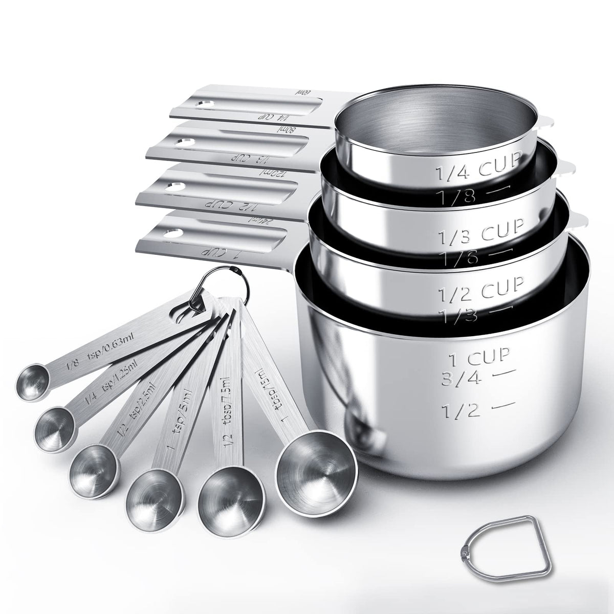 Tiluck Stainless Steel Measuring Cups & Spoons Set, Cups And Spoons,Kitchen Gadgets For Cooking & Baking (Medium)