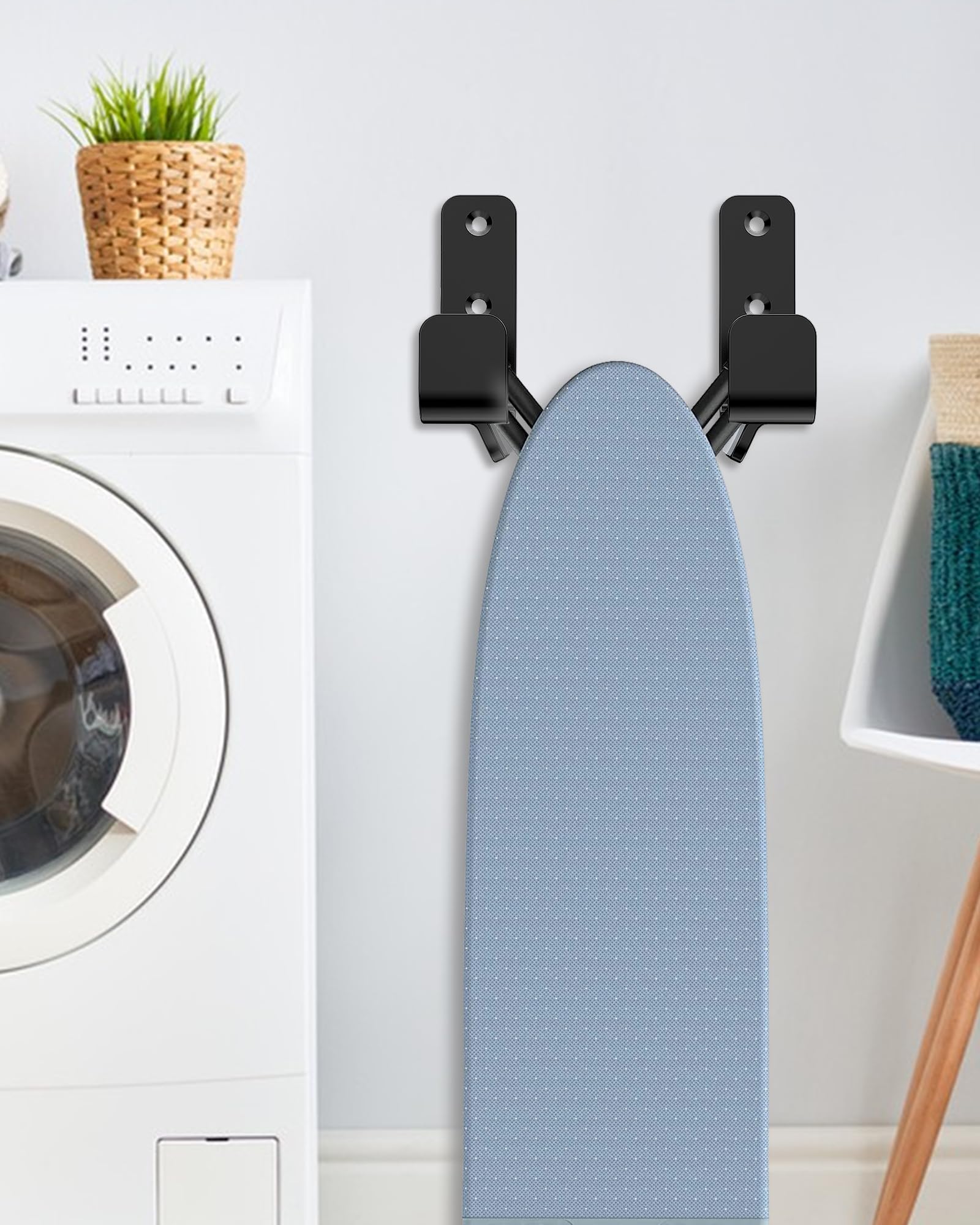Musvoh 2Pcs Ironing Board Wall Mount, Stainless Steel Ironing Board Hanger For Laundry Room, Adjustable Distance Ironing Board H