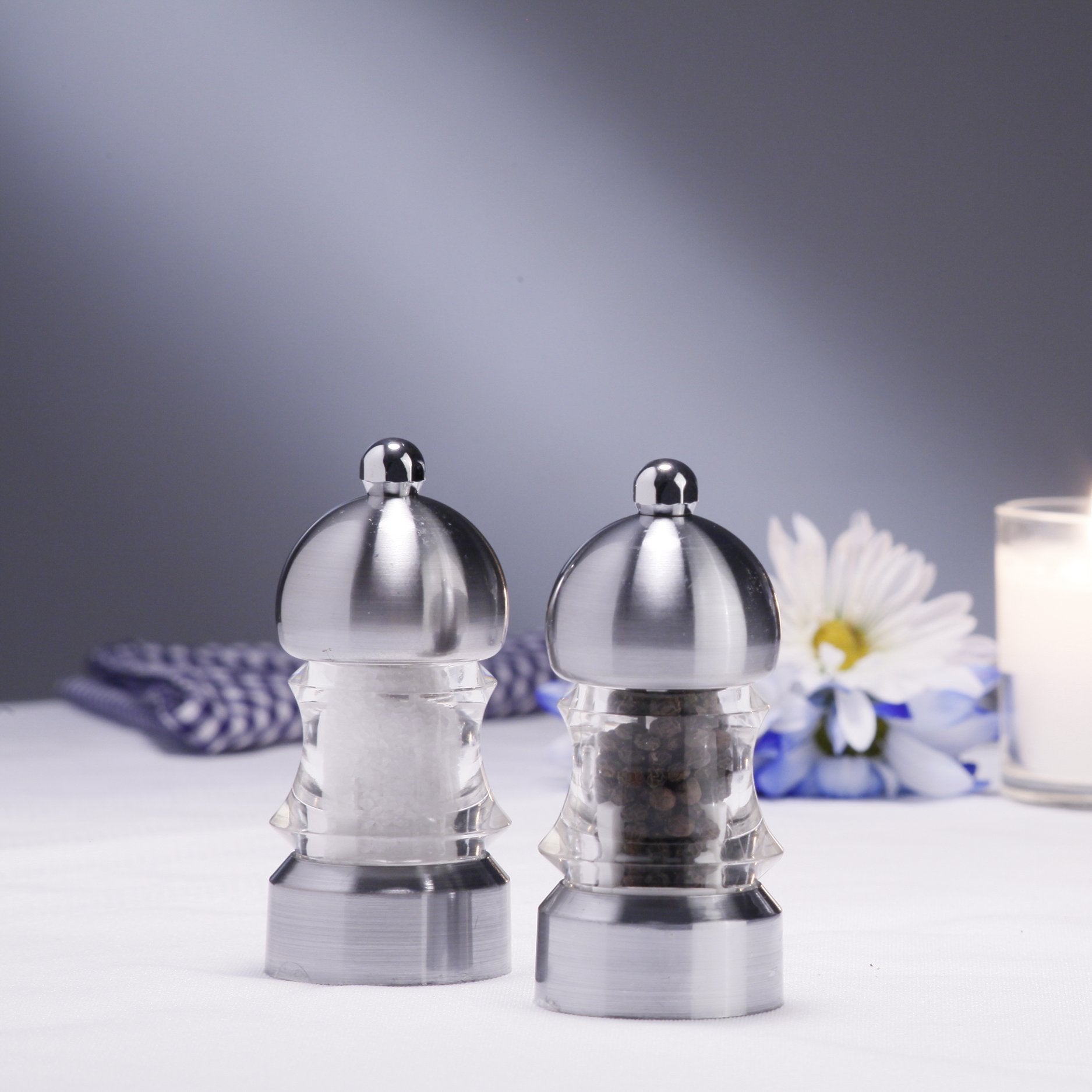 Chef Specialties 3.5'' Metro Pepper Mill And Salt Mill Set, Clear