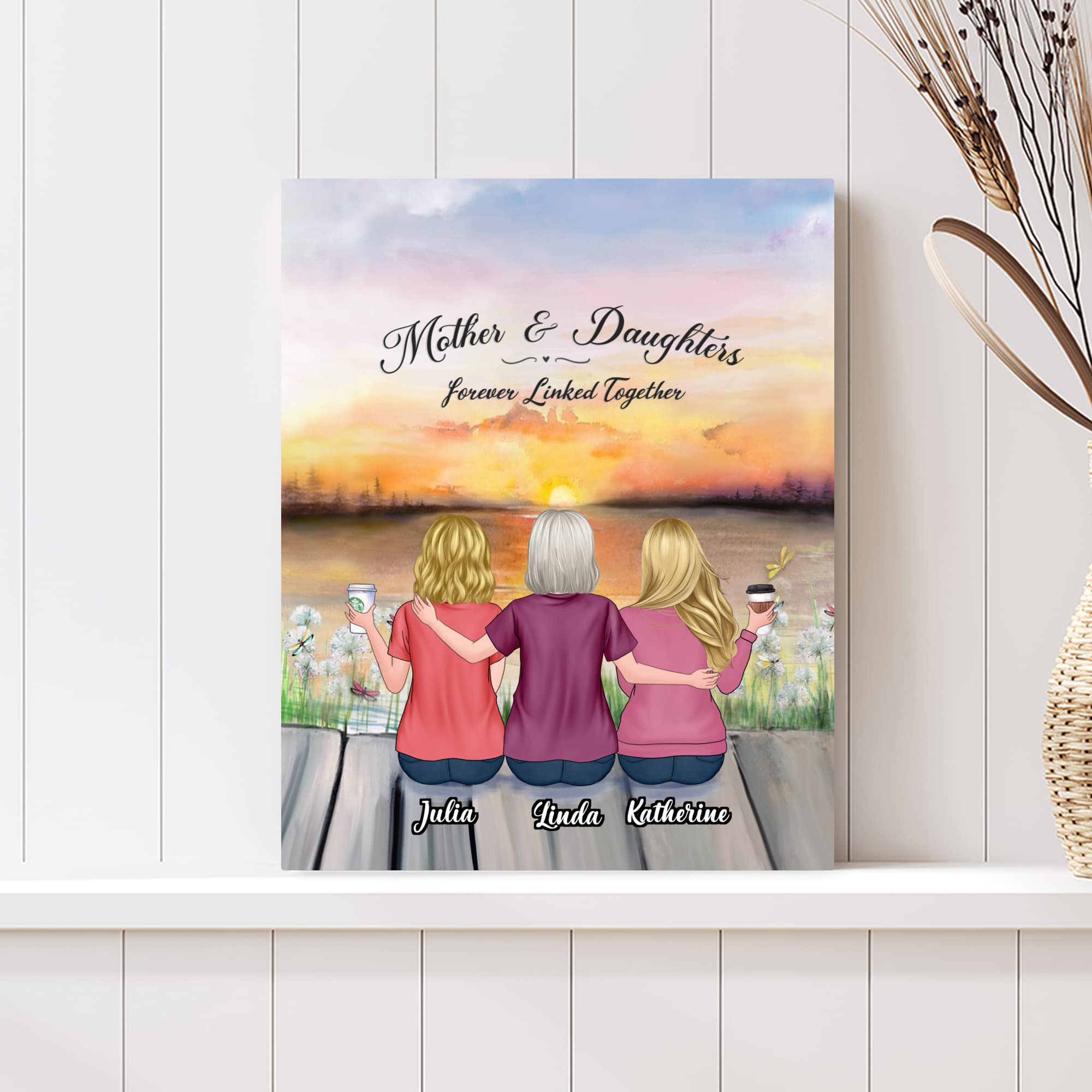 Gossby Custom Mom Wrapepd Canvas - Custom Gift For Mom From 2 Daughters With Design, Name - Mother Daughter Gift - Mothers Day,