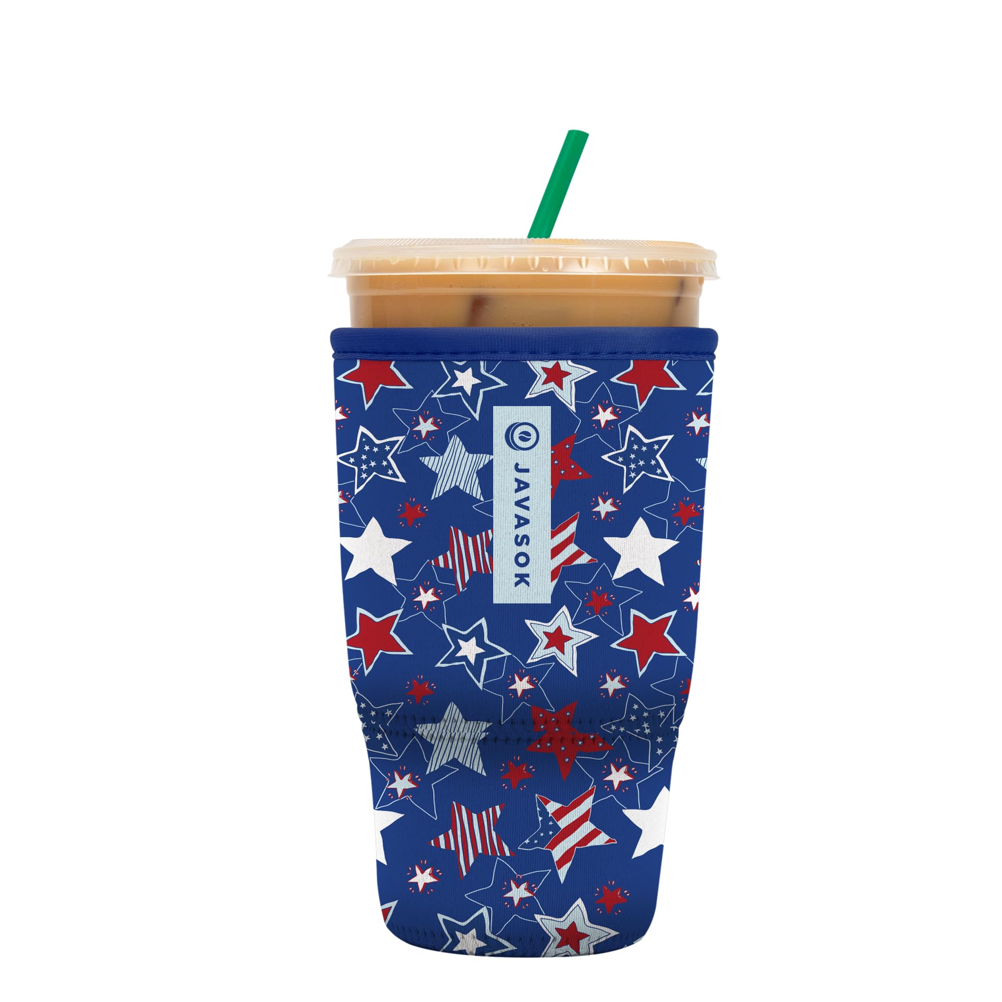 Sok It Java Sok Iced Coffee & Cold Soda Insulated Neoprene Cup Sleeve (Star-Spangled, Large: 30-32oz)