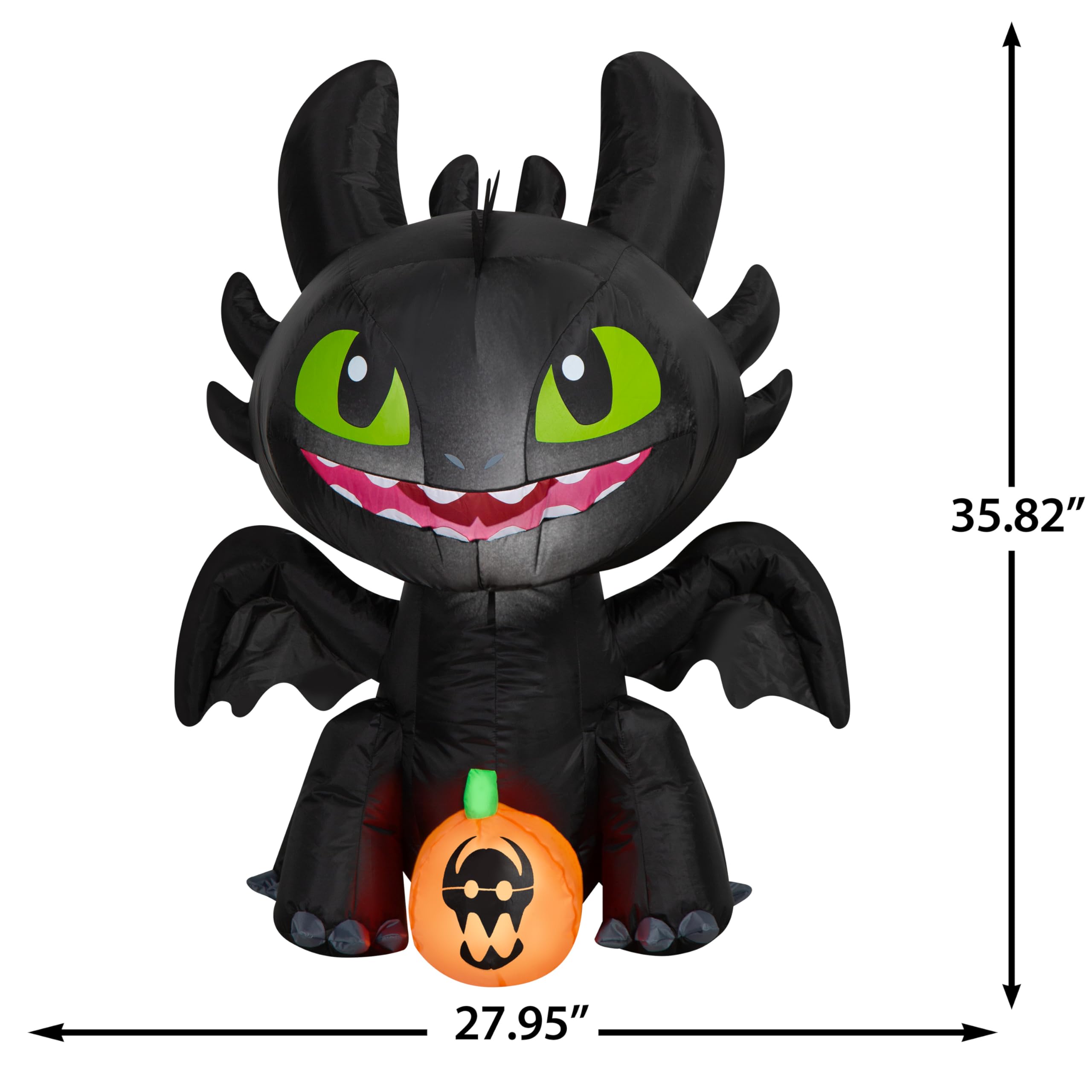 Gemmy Airblown Inflatable Stylized Toothless w/JOL Universal, 3 ft Tall, Multicolored