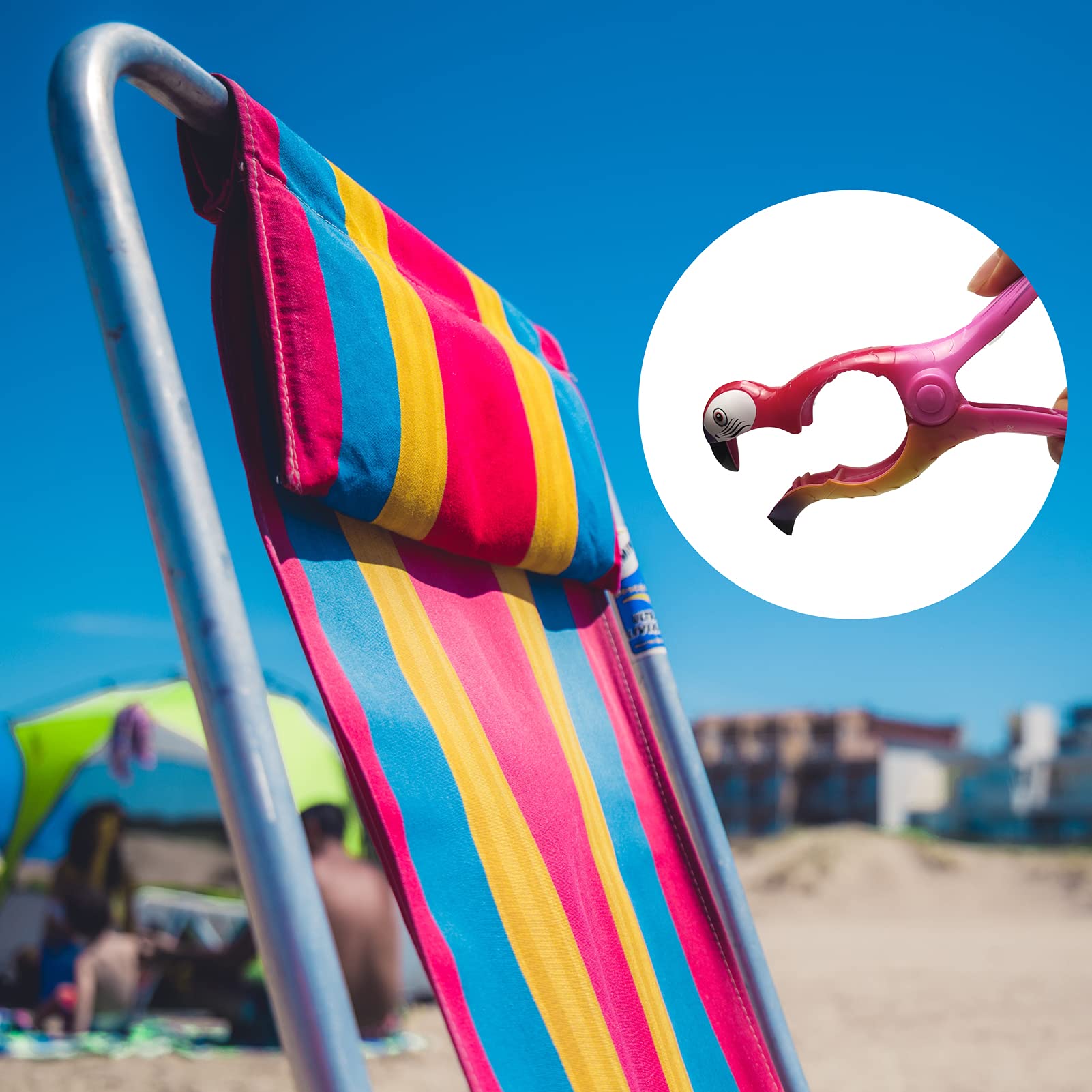 6 Pieces Beach Towel Clips, Flip Flop Towel Holders, Flamingo Chair Clips, Parrot Clips, Clothes Pins In Prefect Size For Pool L