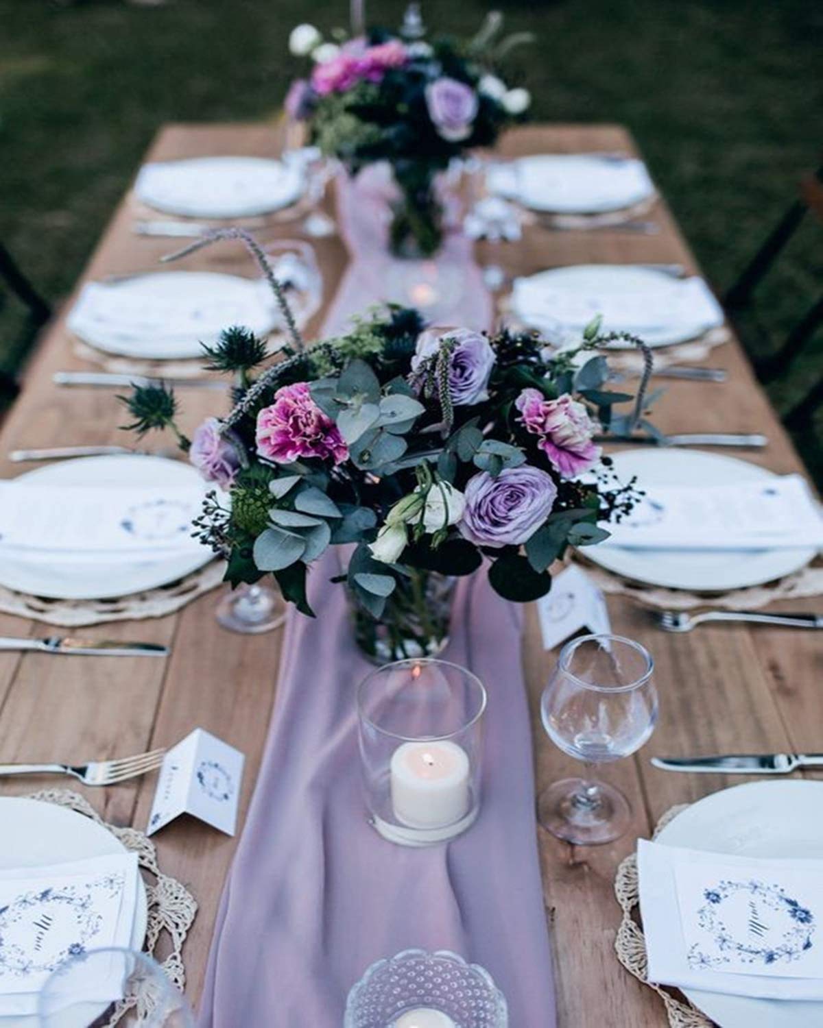 10 Pieces 10Ft Chiffon Table Runners Light Purple Sheer Rustic Wedding Table Runner Elegant Bridal Party Decorations 27X120 Inch
