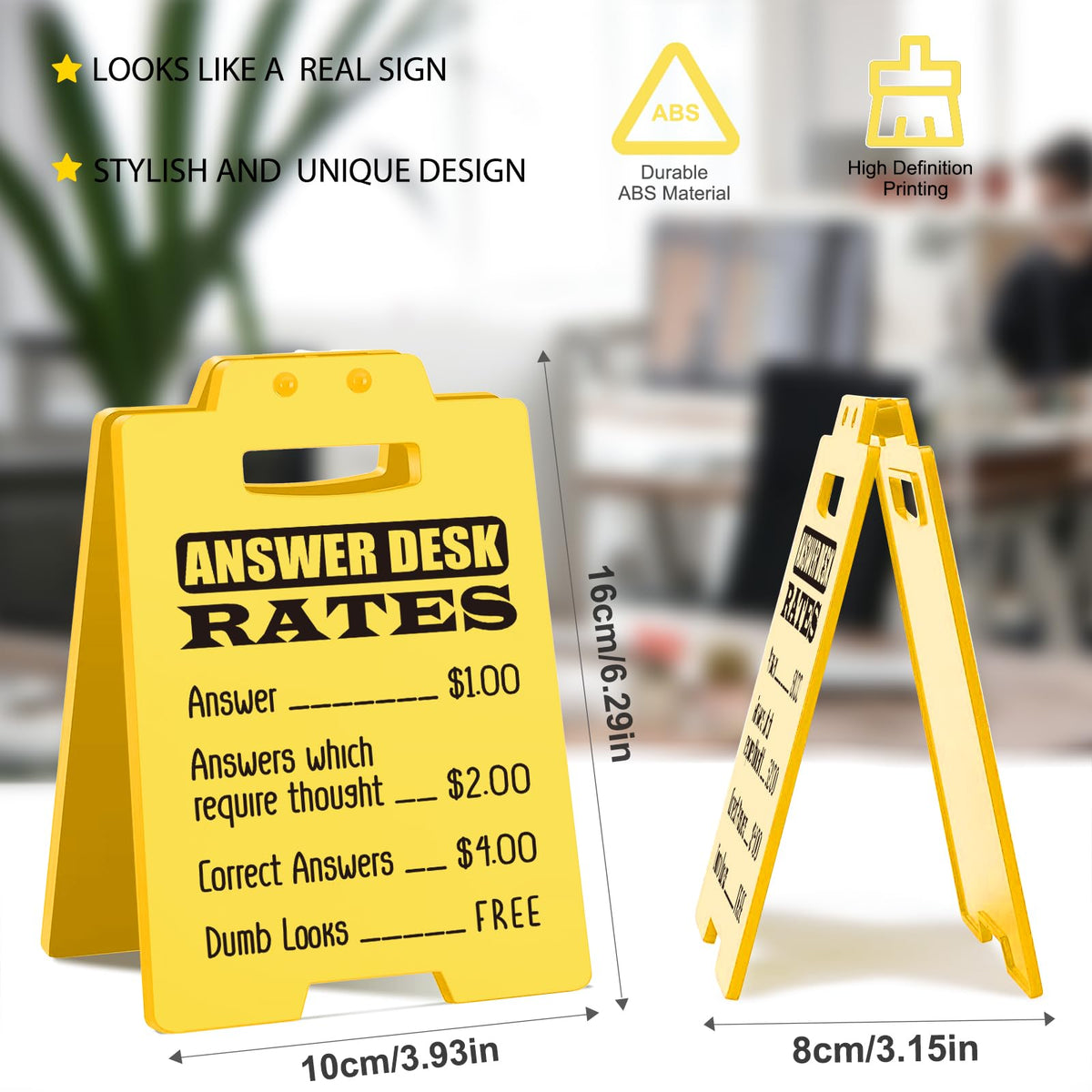 Funny Answer Desk Rates Sign - Humorous Office Desk Decor for Work Fri ...