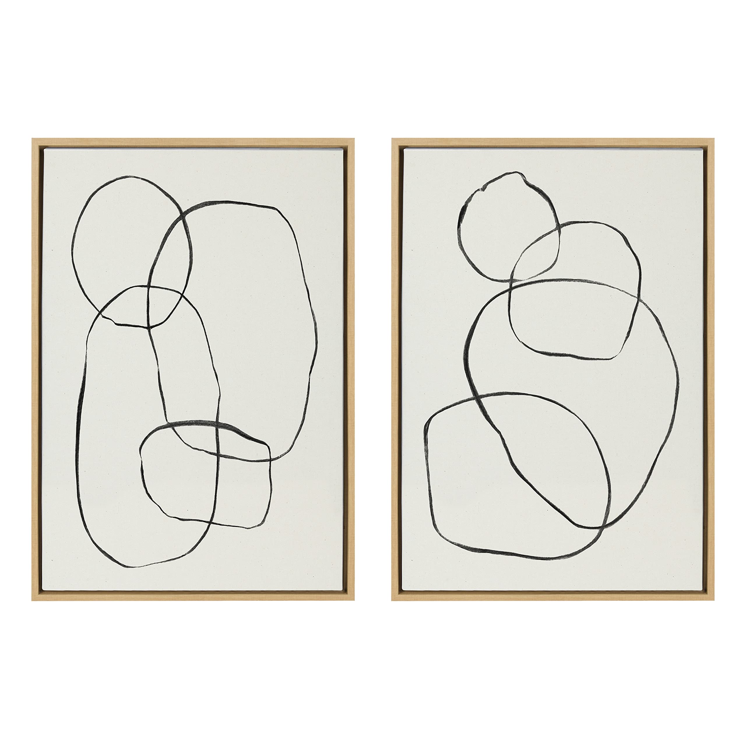 Kate And Laurel Sylvie Modern Circles And Going In Circles Framed Linen Textured Canvas Wall Art Set By Teju Reval Of Snazzyhues