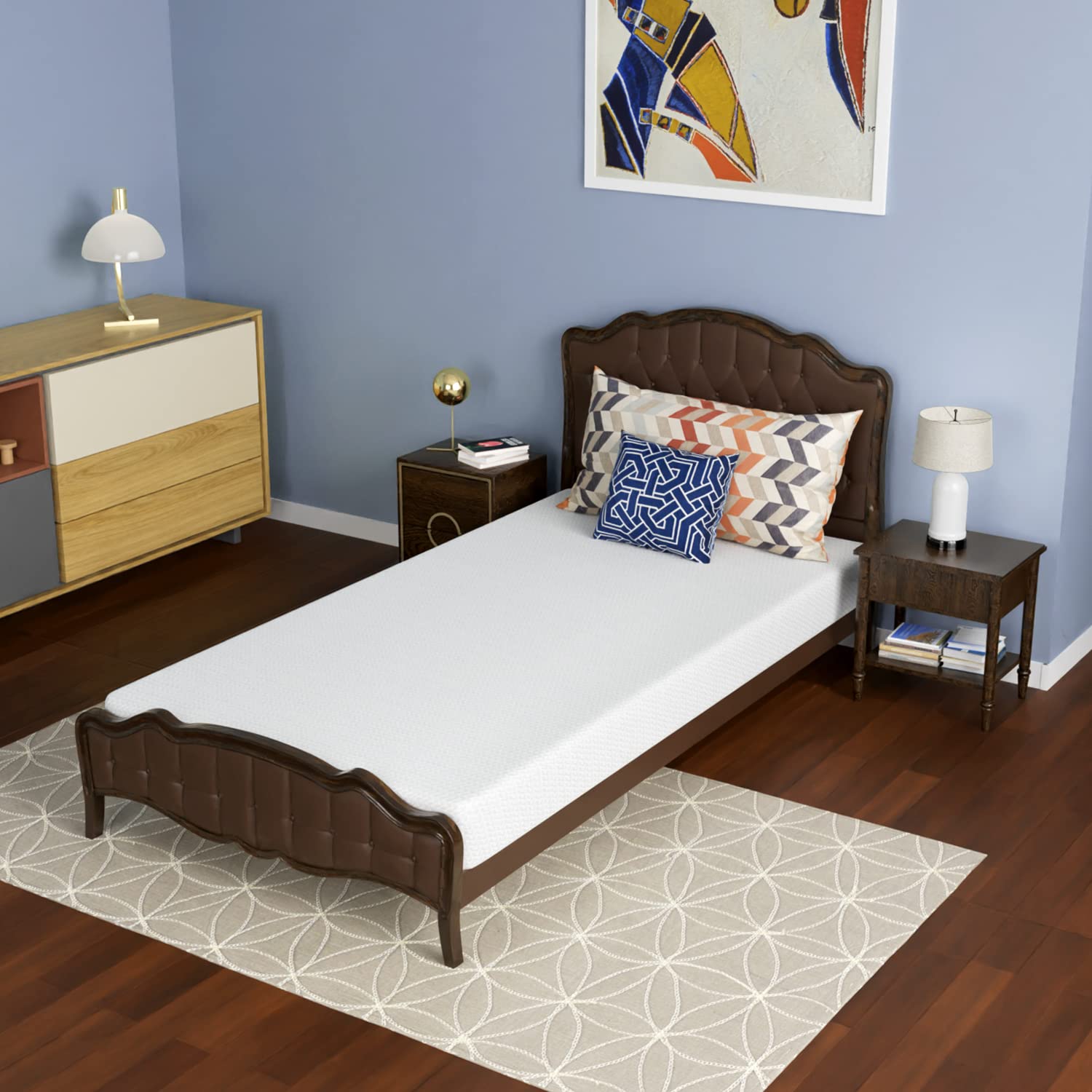 Paylesshere 6 Inch Twin Green Tea Cooling Gel Memory Foam Mattress Twin Size In A Box,Medium-Firm,Pressure Relief&Temperature Re