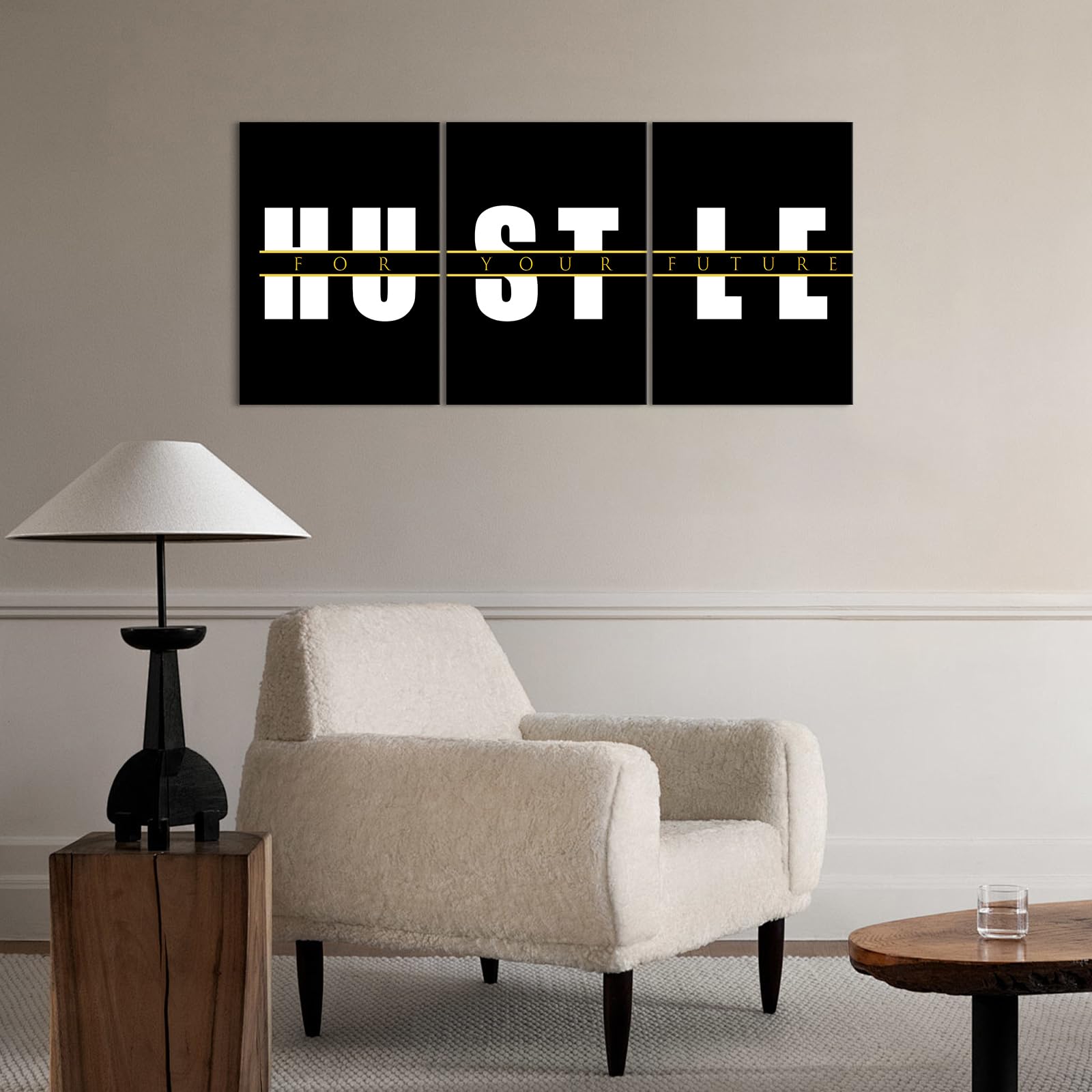 Kawahone Motivational Quotes Wall Art,Hustle Wall Art,Inspirational Wall Art, Hustle For Your,Ideal Gift For Bedroom Living Offi