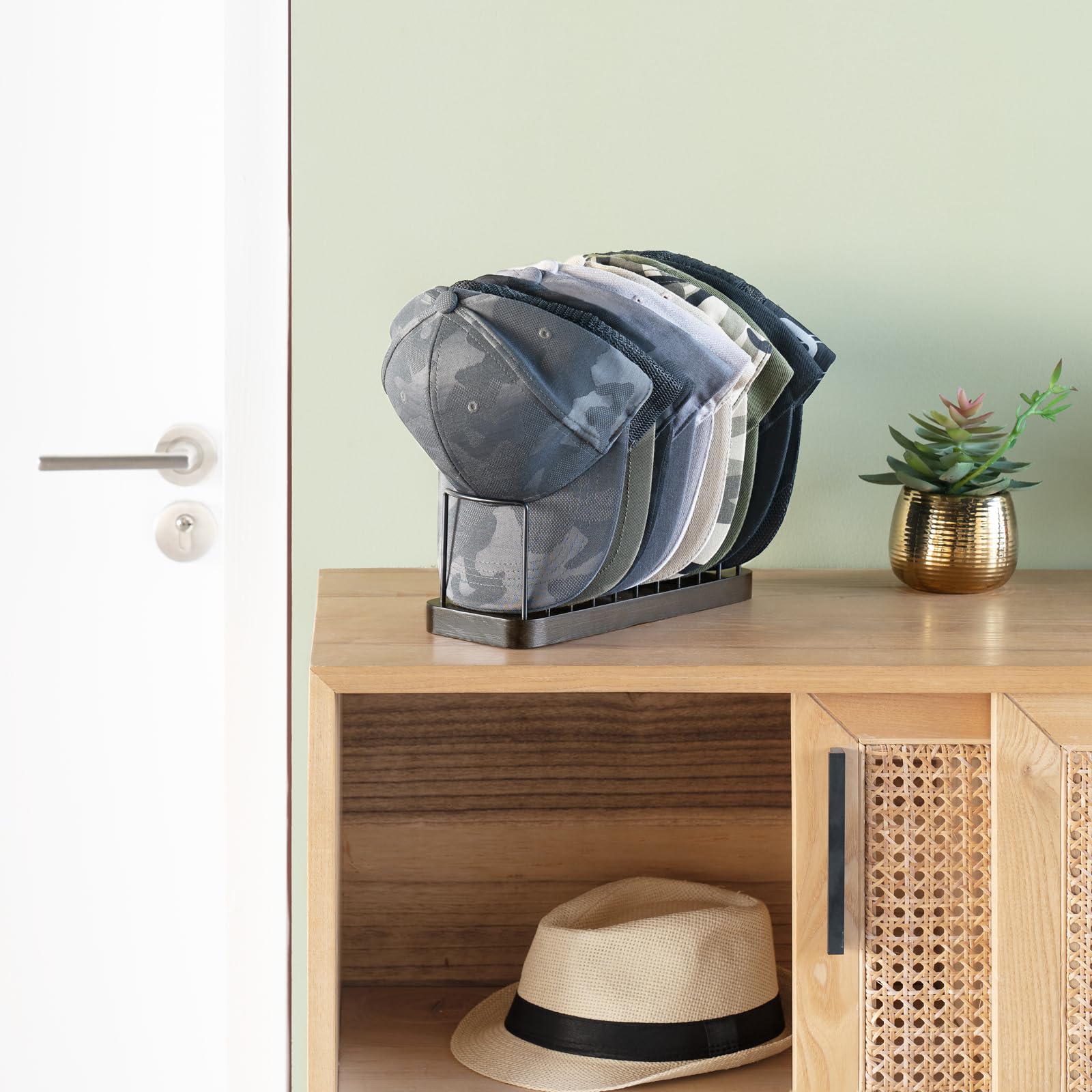 Mkono Hat Organizer For Baseball Caps, Hat Holder For 10 Baseball Caps, Tabletop Hat Rack Stand Hat Storage Display Baseball Cap