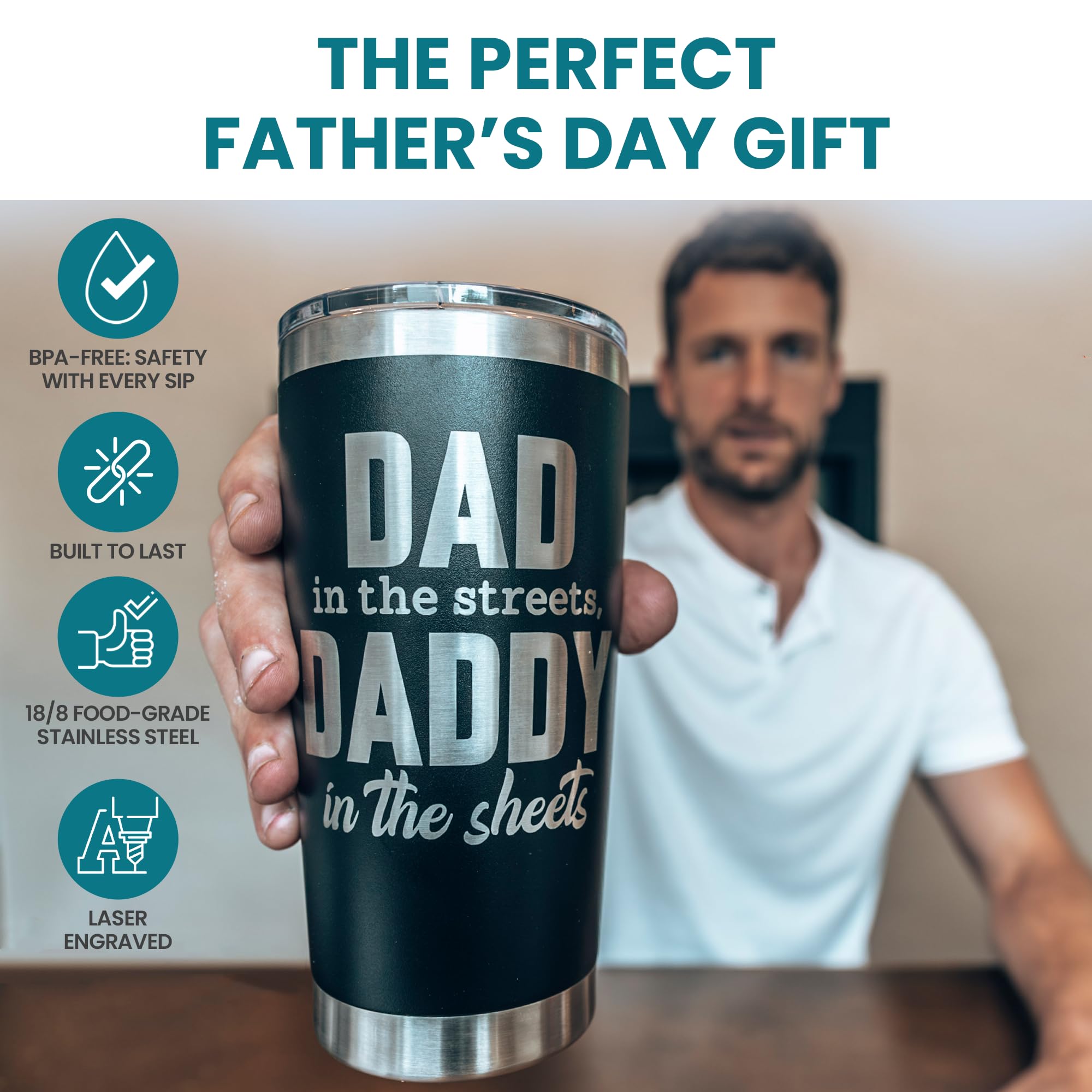 Fathers Day Gift from Wife - Dad In The Streets Daddy In The Sheets Cup Boyfriend Gift Ideas Birthday Gifts for Husband from Wif