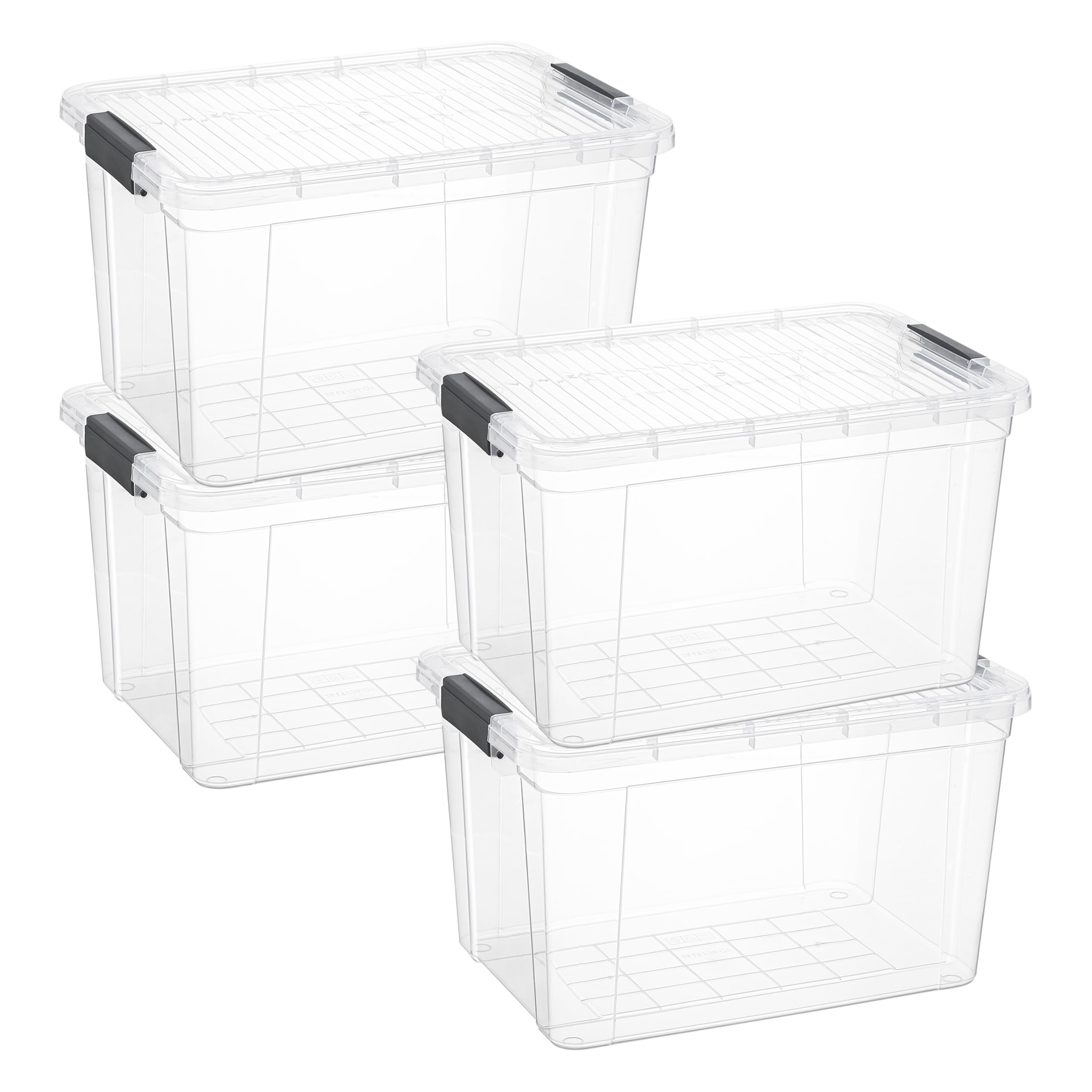 Superio Clear Storage Boxes With Lids, 26.5 Quart Plastic Container Bins For Organizing, Stackable Crates, Bpa Free, Non Toxic,