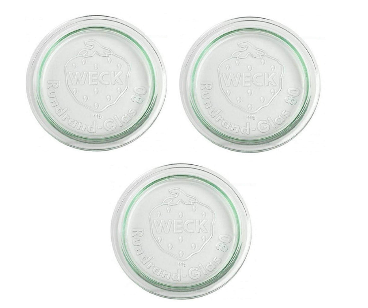 3 X Weck 100Mm (Approx. 4'') Large Original Loose Fitting Replacement Glass Lid. Fits Weck Models 738, 739, 740, 741, 742, 743,