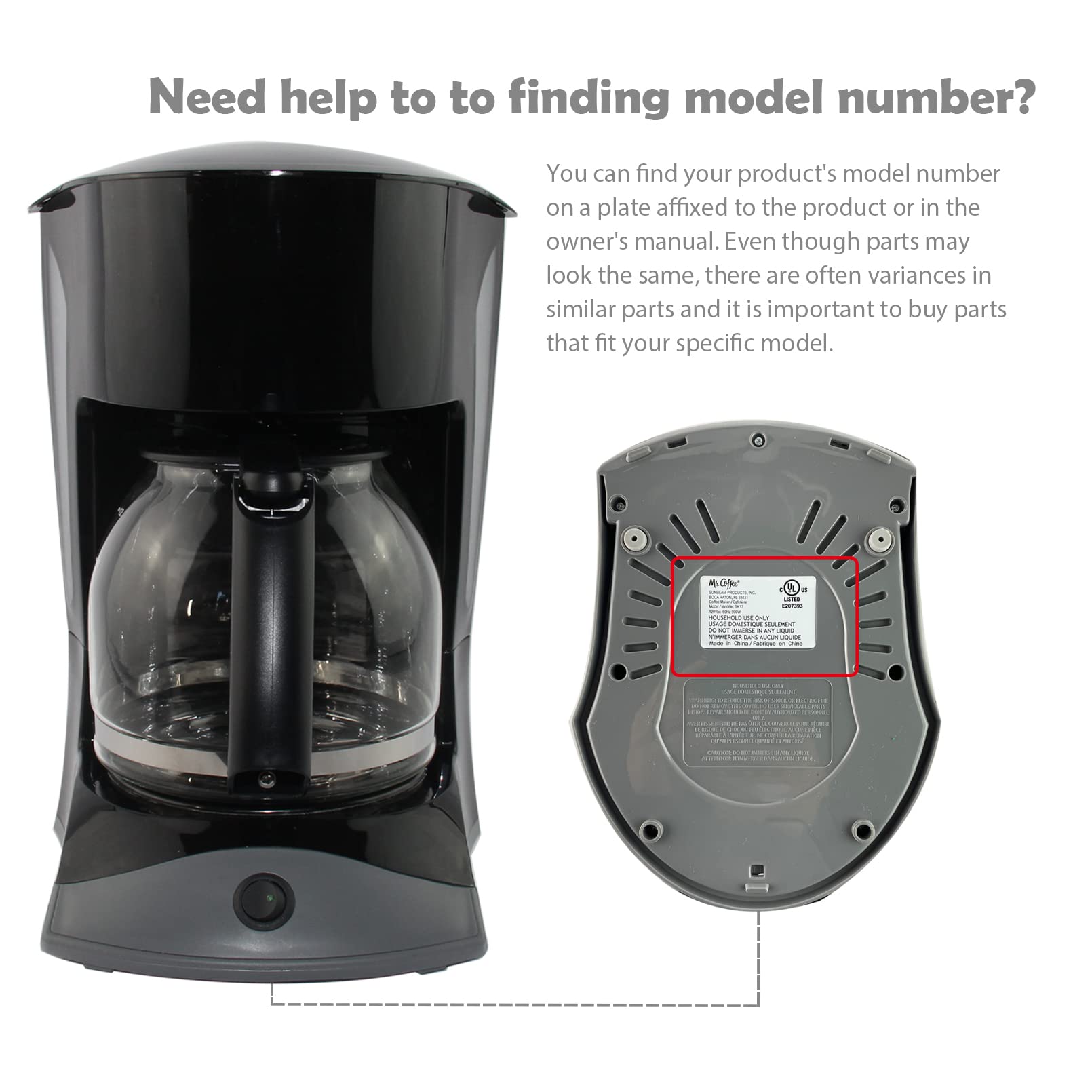 12-Cup Replacement Coffee Carafe Compatible With Mr. Coffee Coffee Maker Pot, Replace Part# Pld12 Pld12-Rb Series, Black Handle