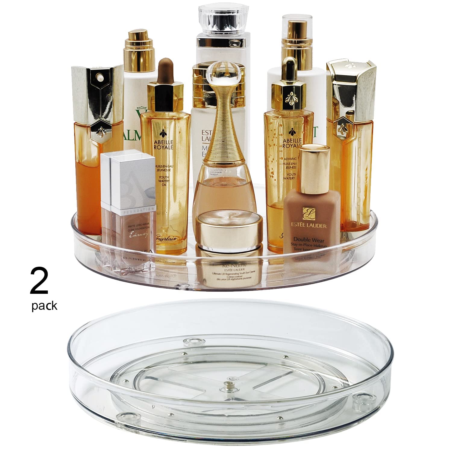 Amolliar Lazy Susan Organizer, 9'' 2Pack, Rotating Turntable For Cabinet, Kitchen, Fridge, Bathroom, Vanity, Makeup, Pantry Orga