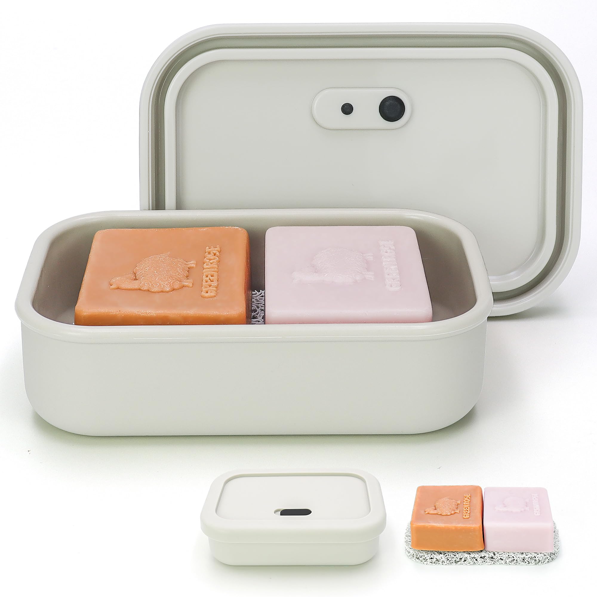 Aidimming Enhanced Leak Proof Travel Soap Case,Shatterproof Silicone Soap Holder For Traveling, Shampoo And Conditioner Bars Soa