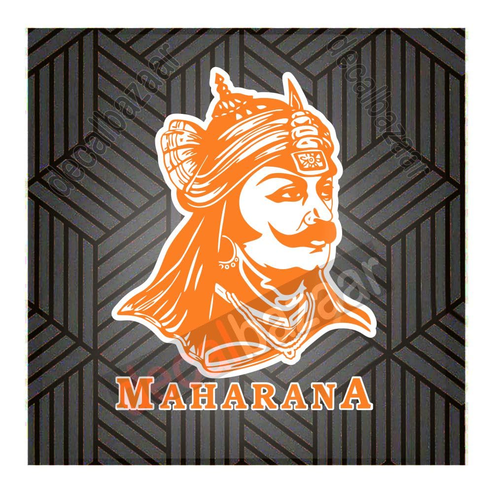 decalbazaar Vinyl Maharana Pratap Singh Glossy Glass Wall Vehicle Sticker, 11 x 8.5 Inches Orange