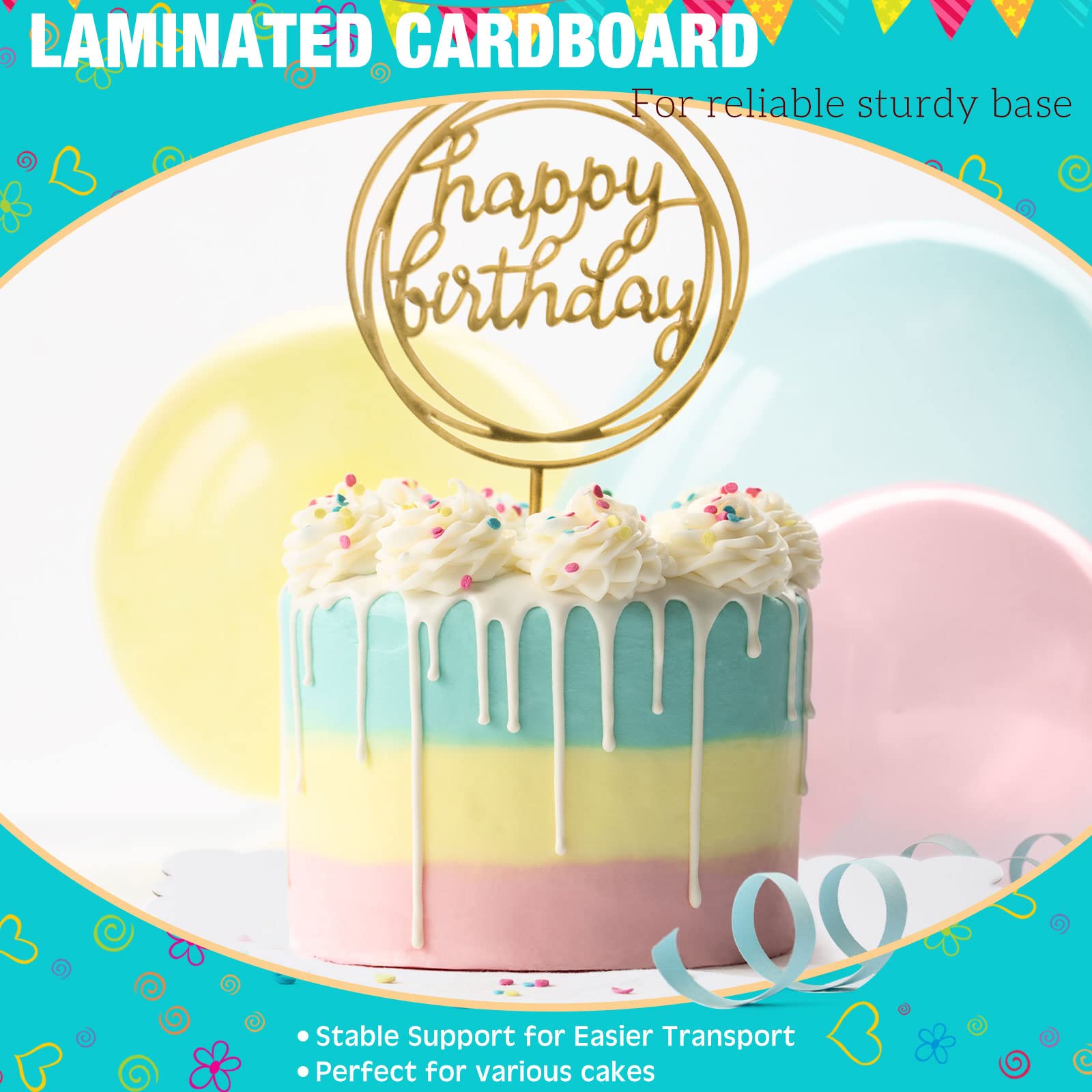 50 Pcs Rectangle Cake Board Disposable Cardboard Cake Bases Grease Proof Cake Plate Scalloped Edge Corrugated White Cakeboards D