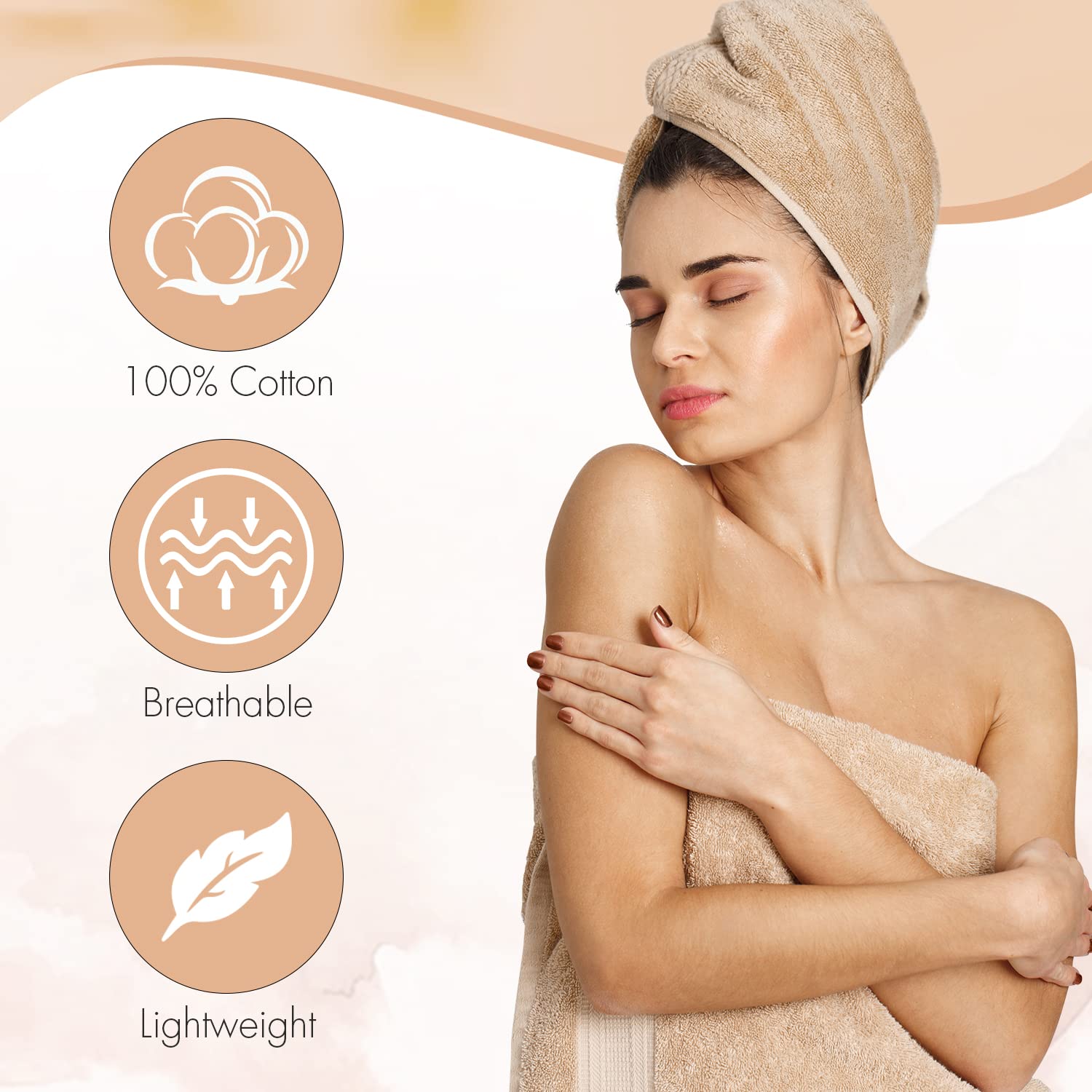 KAHAF Collection 6-Pack Bath Towels - Lightweight - Extra Absorbent - 100% Cotton - Shower towels (Multi  27 inchesx54 inches)
